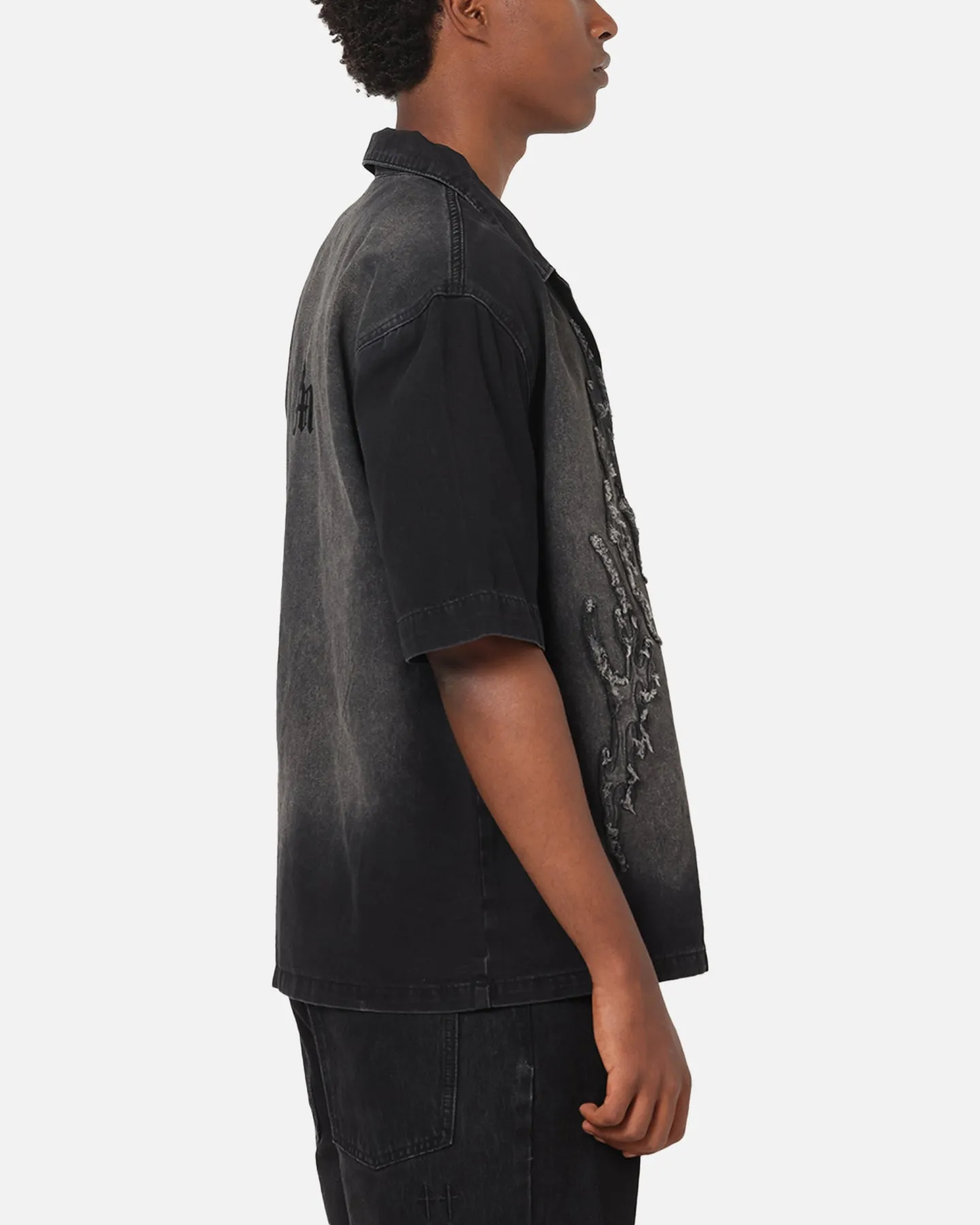 Saint Morta Tribal Denim Button Up Shirt Sunfade Black sold by Culture Kings product image thumbnail 4
