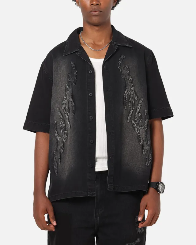 Saint Morta Tribal Denim Button Up Shirt Sunfade Black sold by Culture Kings
