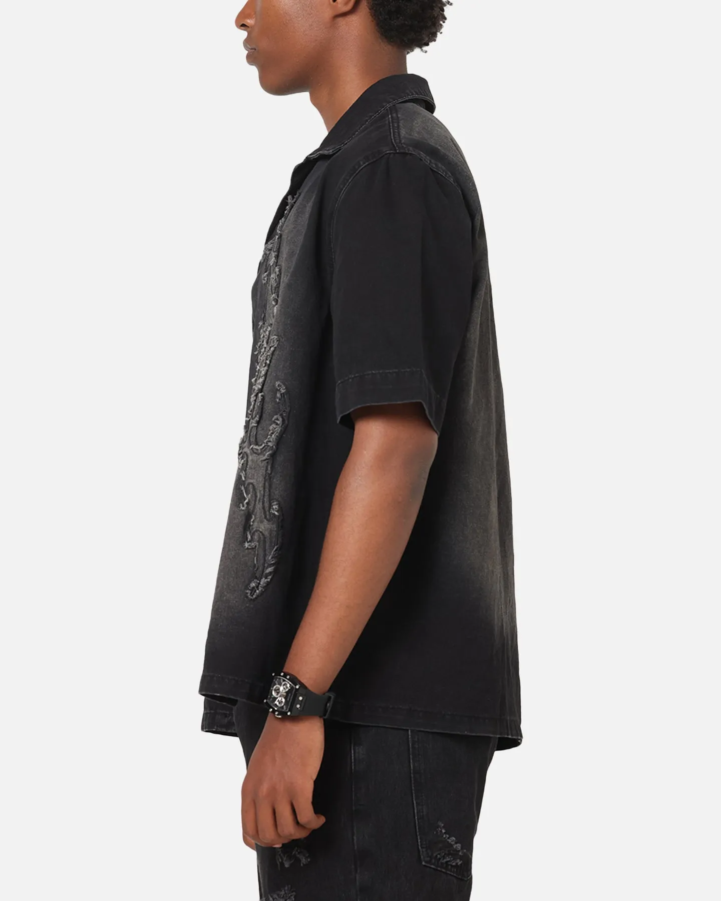 Saint Morta Tribal Denim Button Up Shirt Sunfade Black sold by Culture Kings product image thumbnail 5