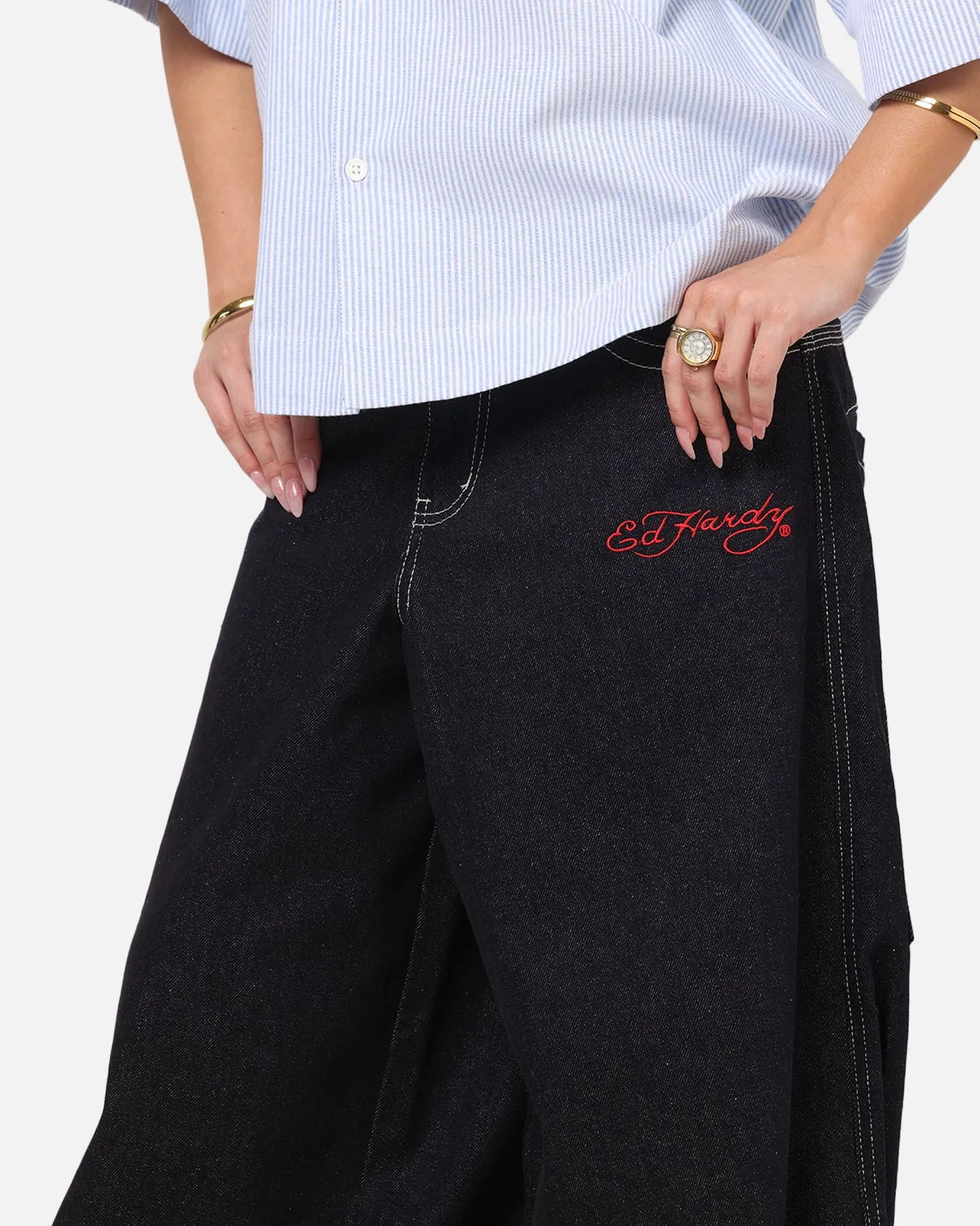 Ed Hardy Ultra Wide Leg Denim Jeans Indigo sold by Culture Kings product image thumbnail 4