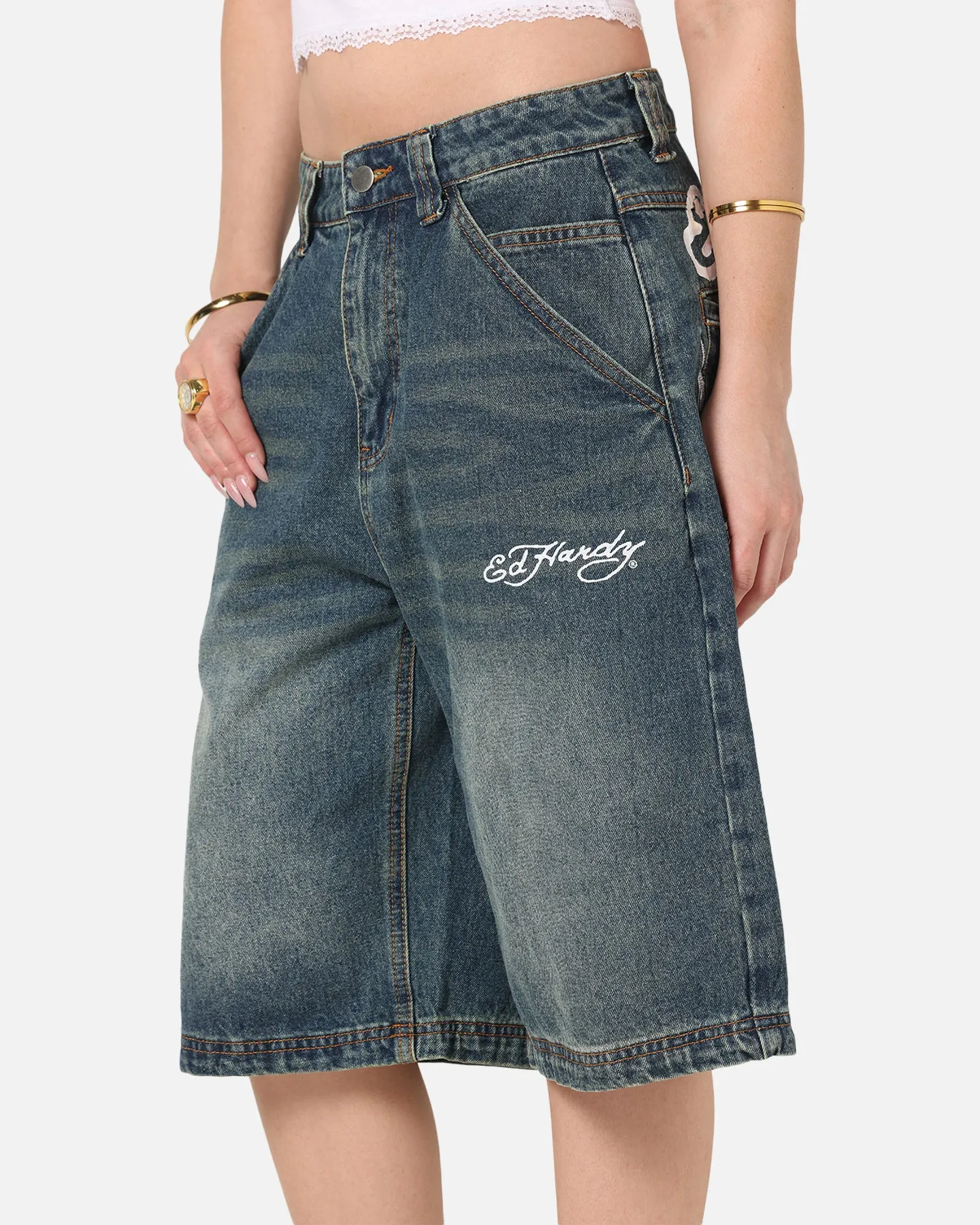 Ed Hardy Brave Hearts Jorts Washed Indigo sold by Culture Kings product image thumbnail 4