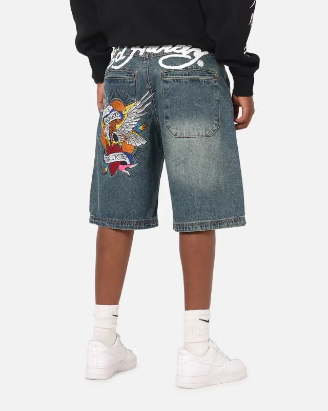 Ed Hardy Brave Hearts Jorts Washed Indigo sold by Culture Kings