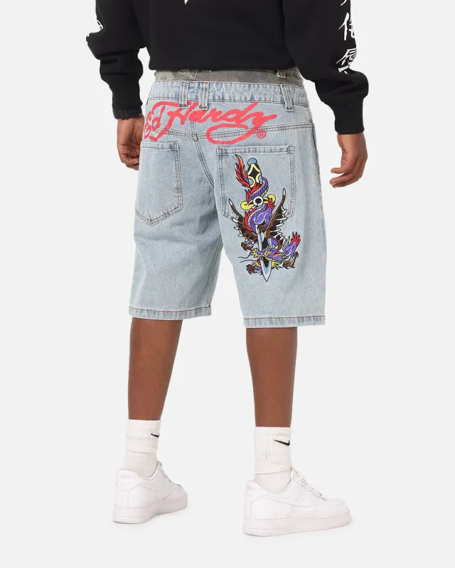 Ed Hardy Double Waist Camo Jorts Mid Blue Denim sold by Culture Kings