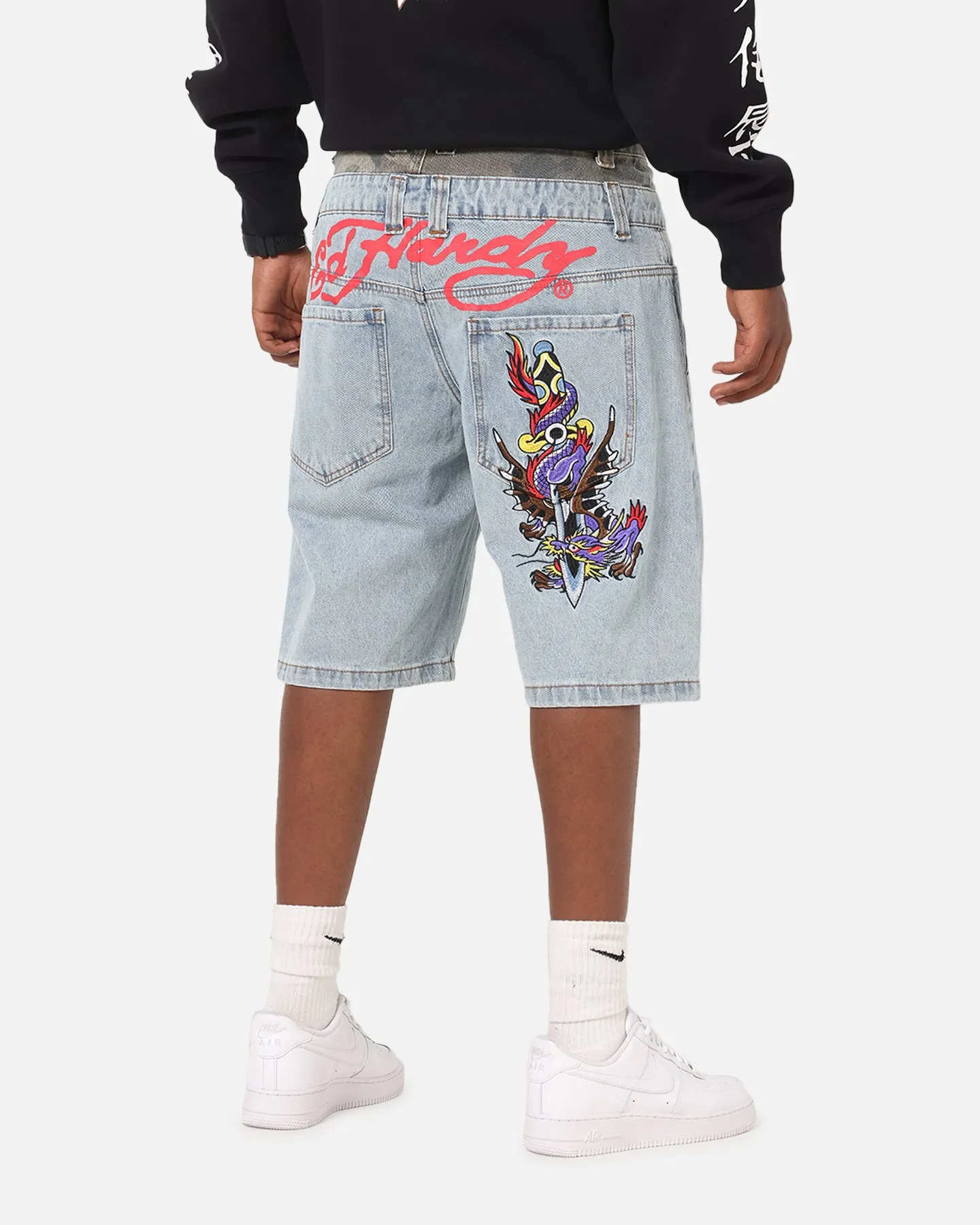 Ed Hardy Double Waist Camo Jorts Mid Blue Denim sold by Culture Kings
