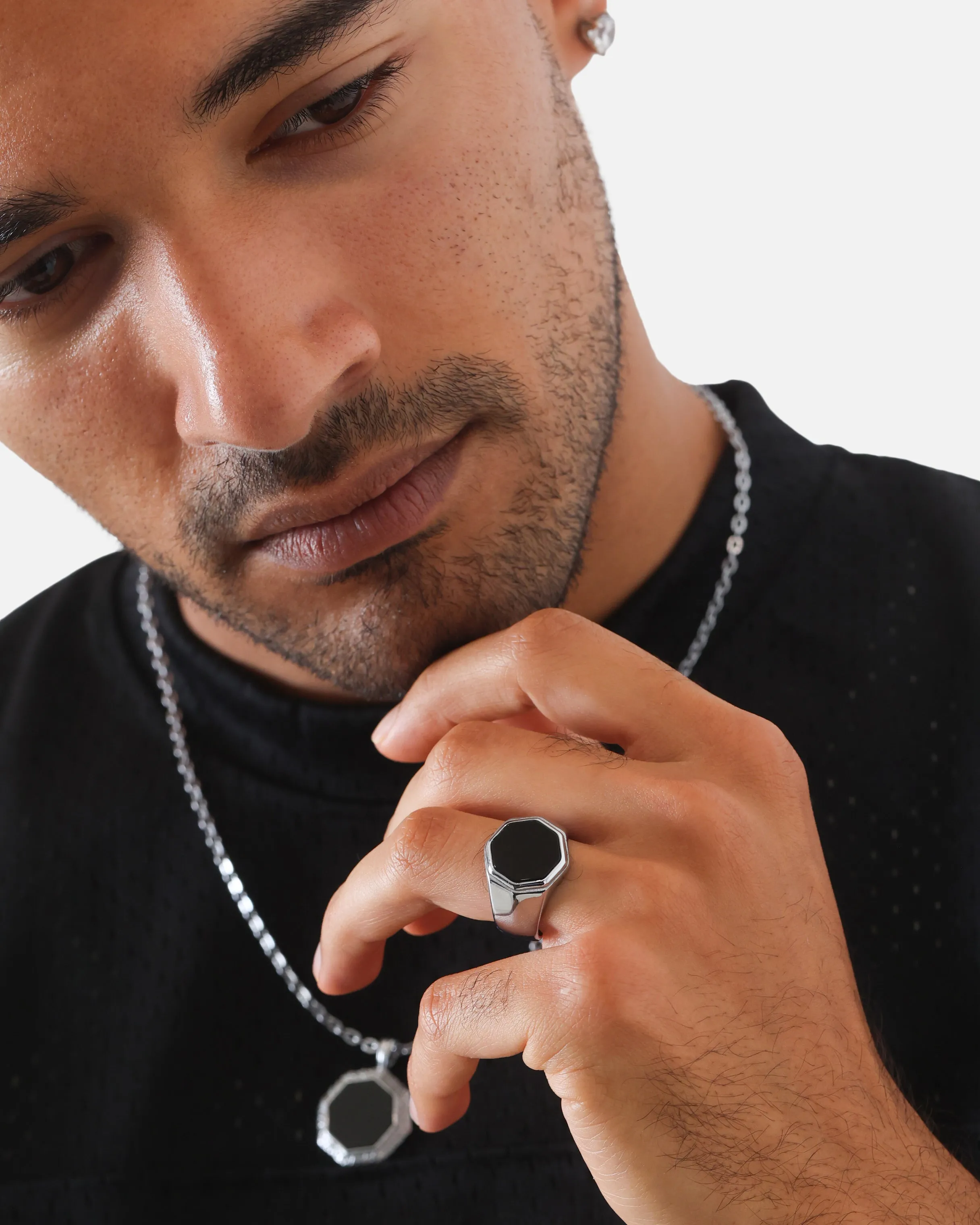 Saint Morta Onyx Octagon Pendant Chain White Gold sold by Culture Kings product image thumbnail 5
