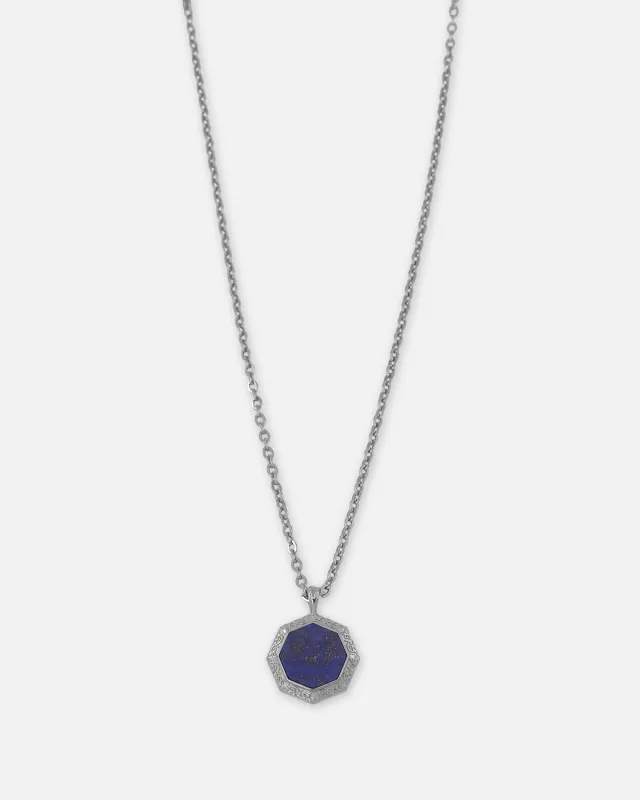 Saint Morta Lapis Octagon Pendant Chain White Gold sold by Culture Kings