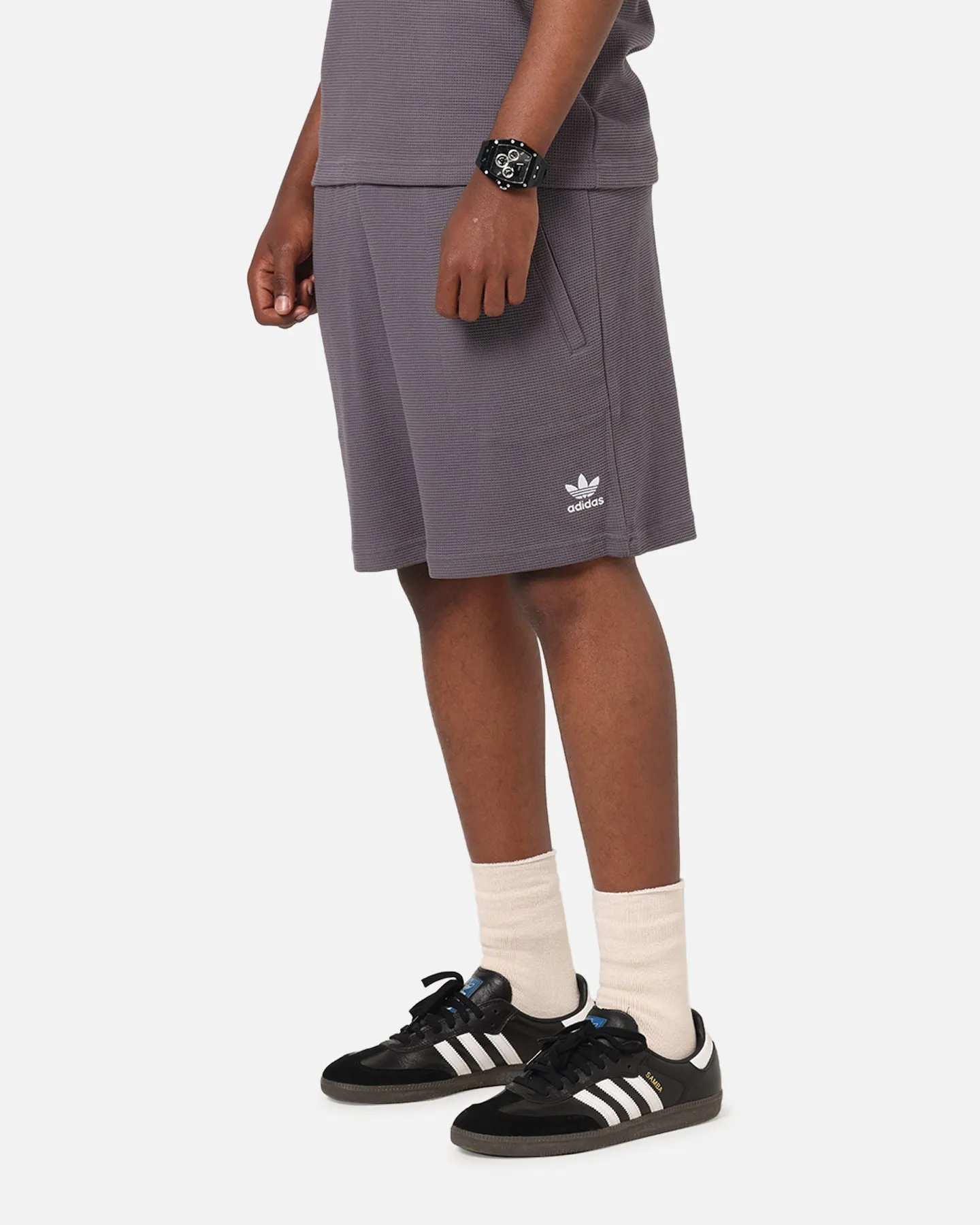 Adidas Trefoil Essentials Waffle Shorts Grey Strata sold by Culture Kings