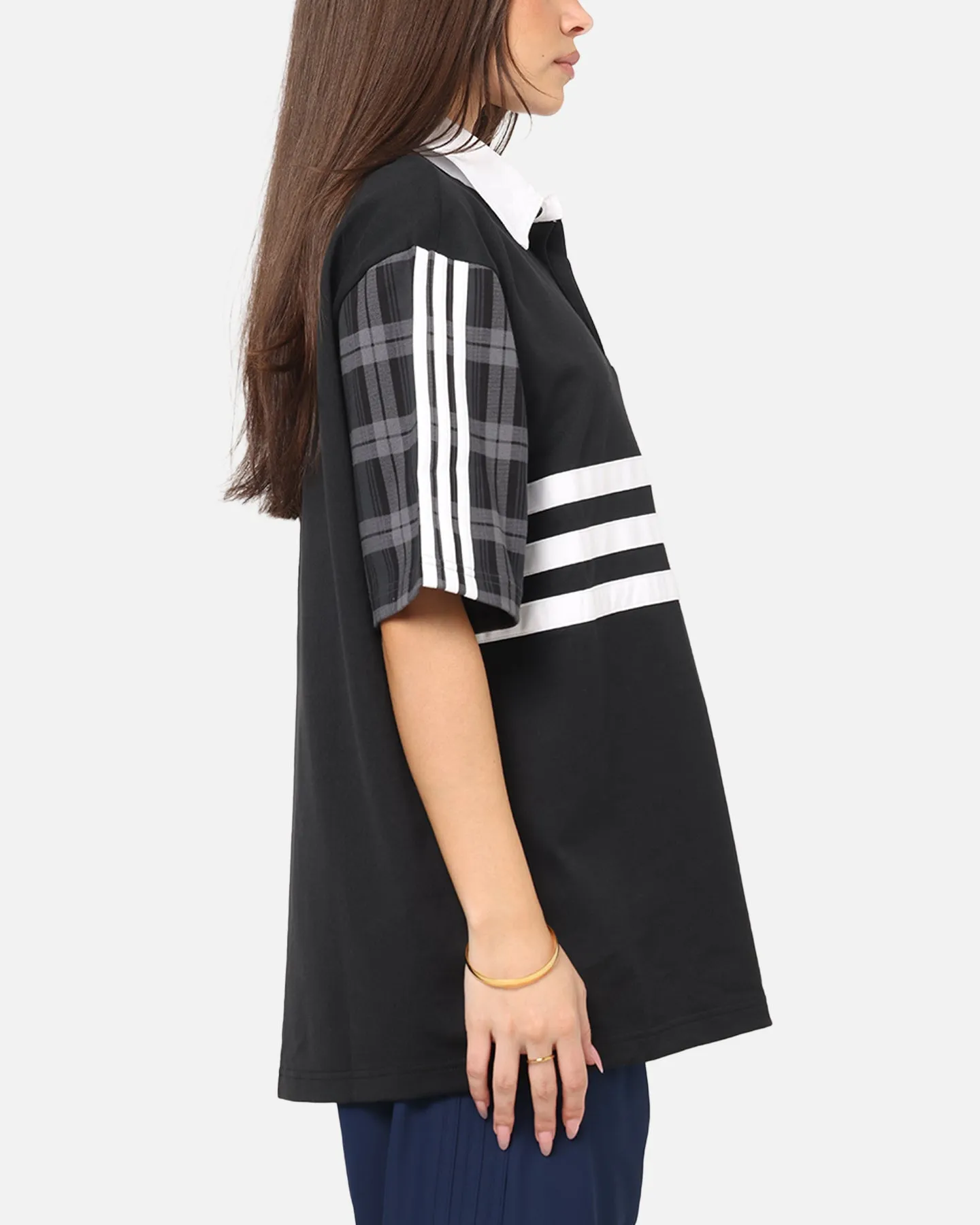 Adidas Tartan Regular Rugby Polo T-Shirt Black sold by Culture Kings product image thumbnail 4