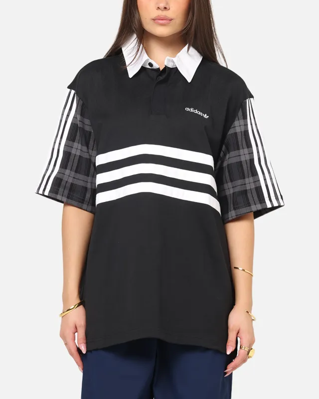 Adidas Tartan Regular Rugby Polo T-Shirt Black sold by Culture Kings