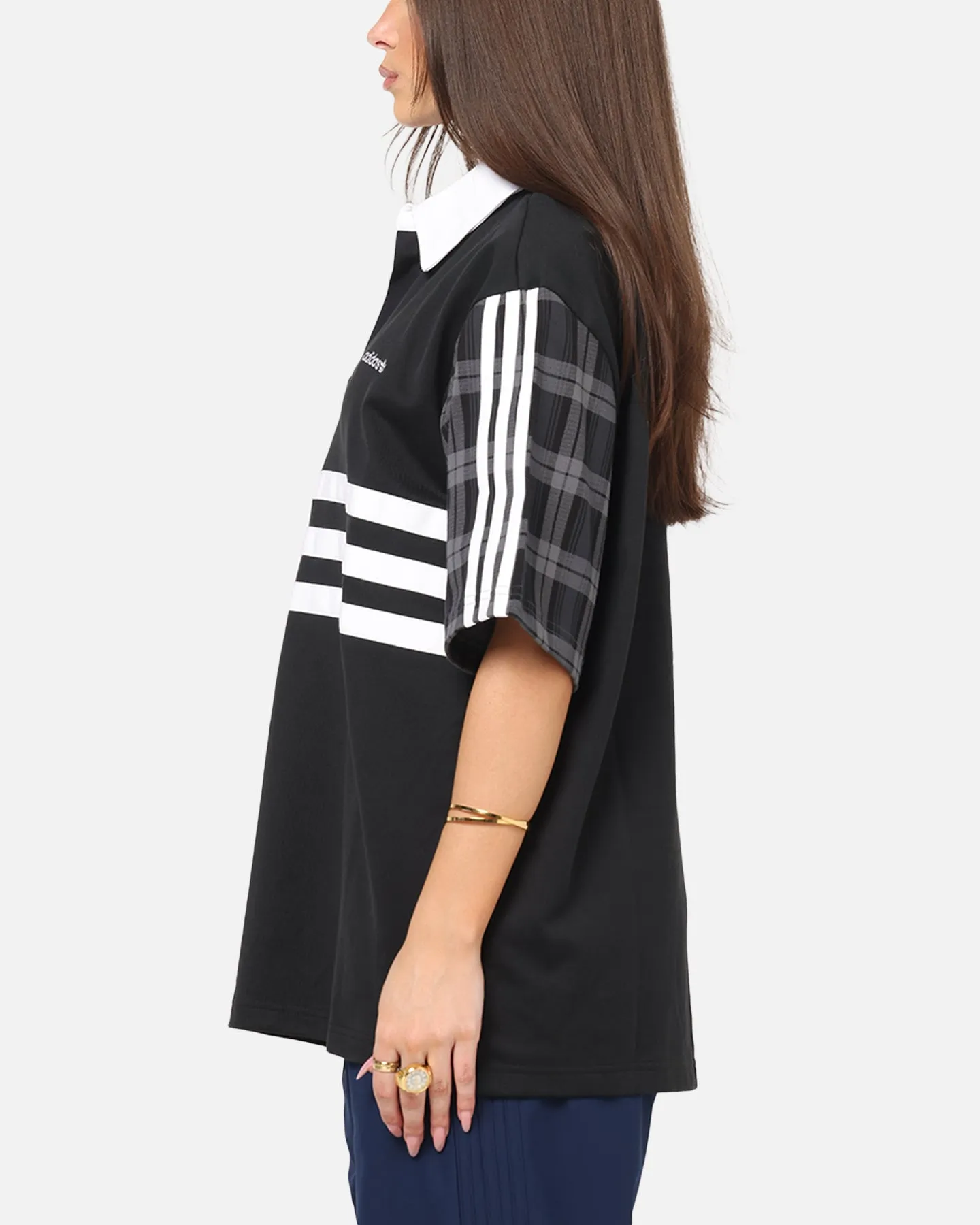 Adidas Tartan Regular Rugby Polo T-Shirt Black sold by Culture Kings product image thumbnail 5