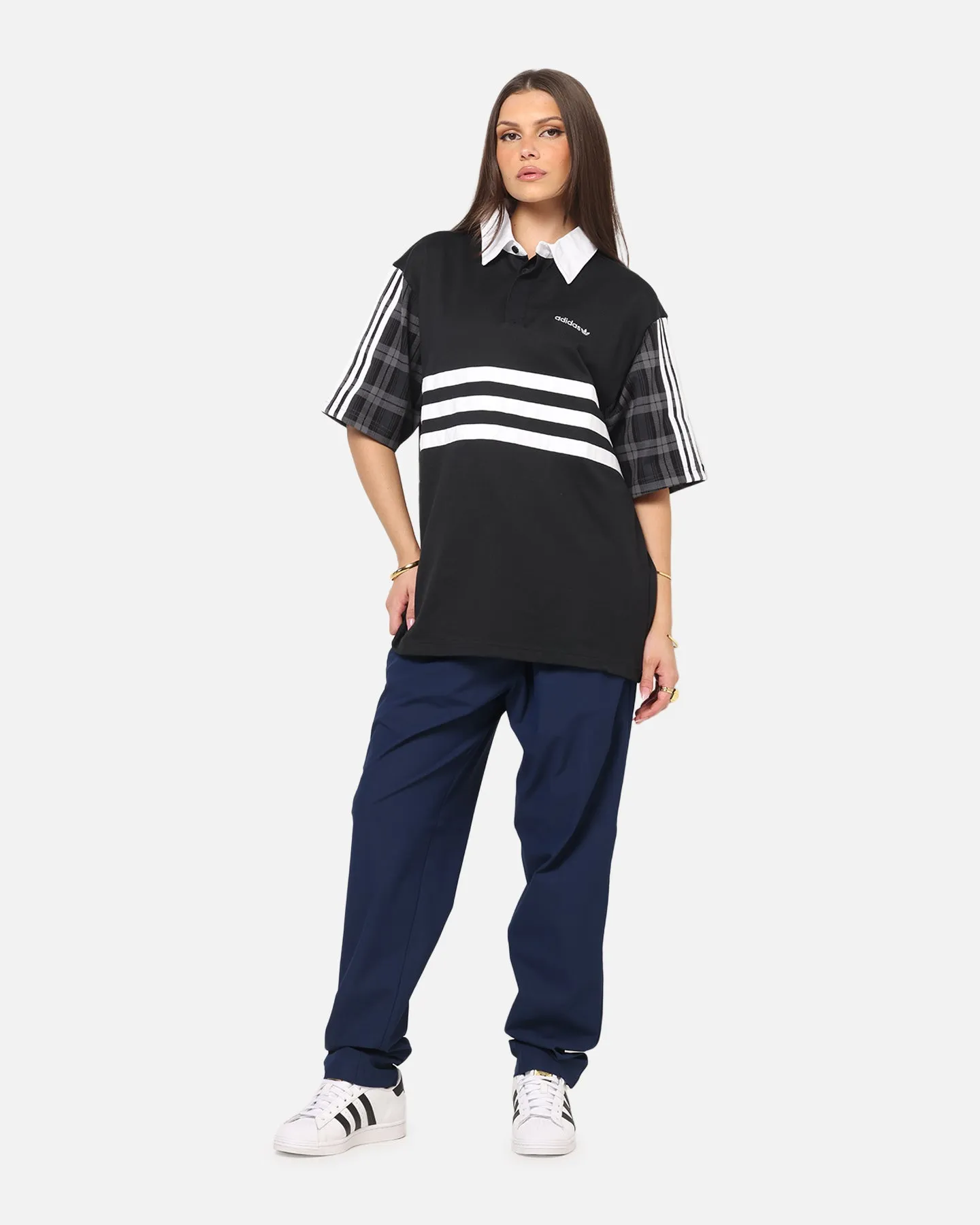 Adidas Tartan Regular Rugby Polo T-Shirt Black sold by Culture Kings product image thumbnail 2