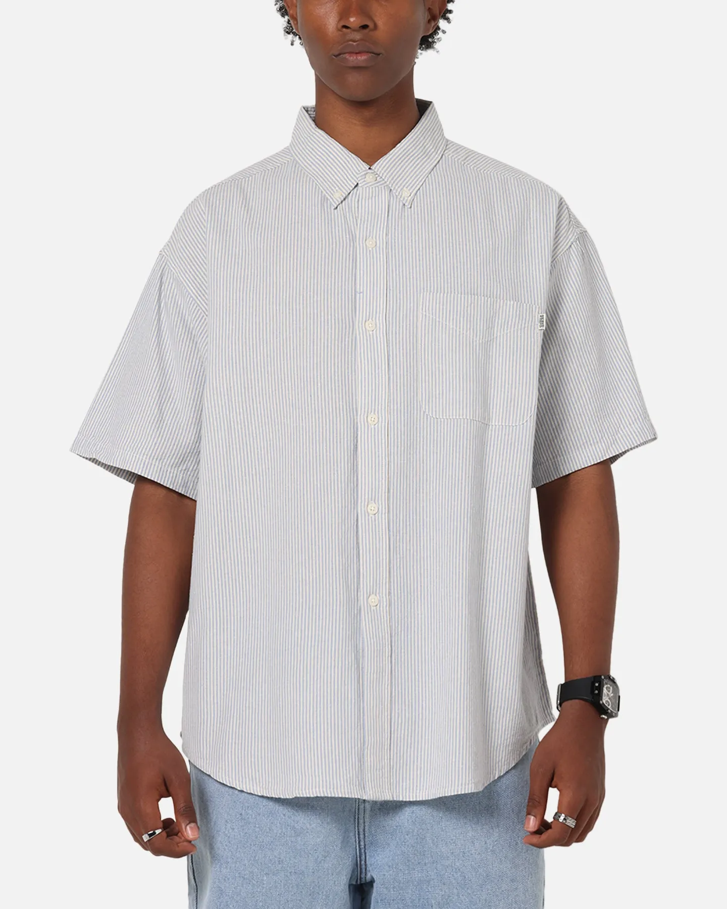 S Double Stripe Button UP Shirt Striped sold by Culture Kings
