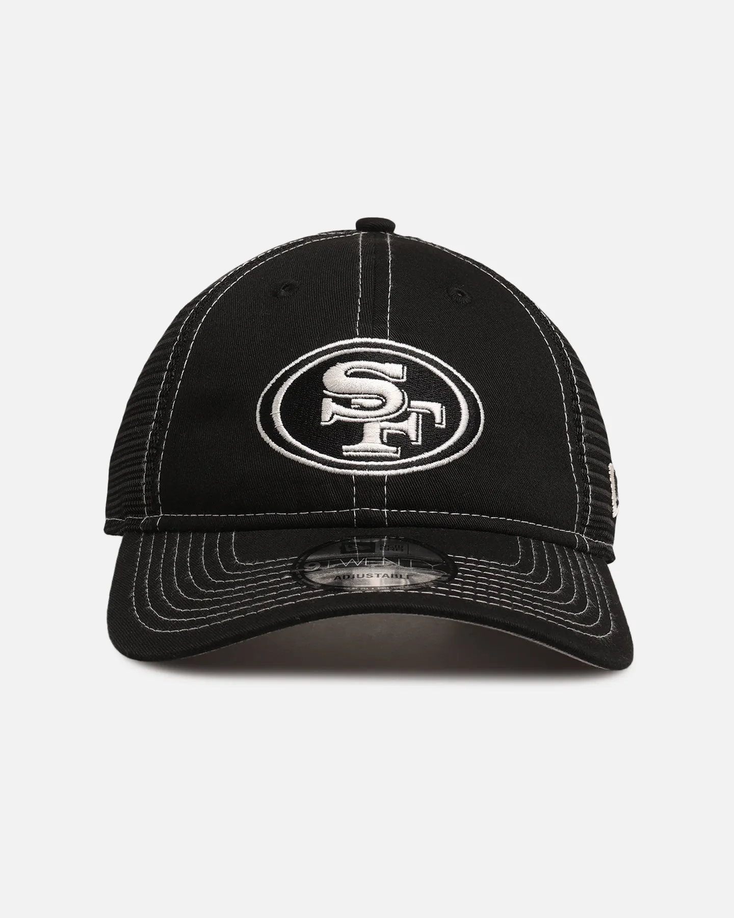 New Era San Francisco 49ers 'Contrast Chrome' 9TWENTY Casual Trucker Strapback Black sold by Culture Kings