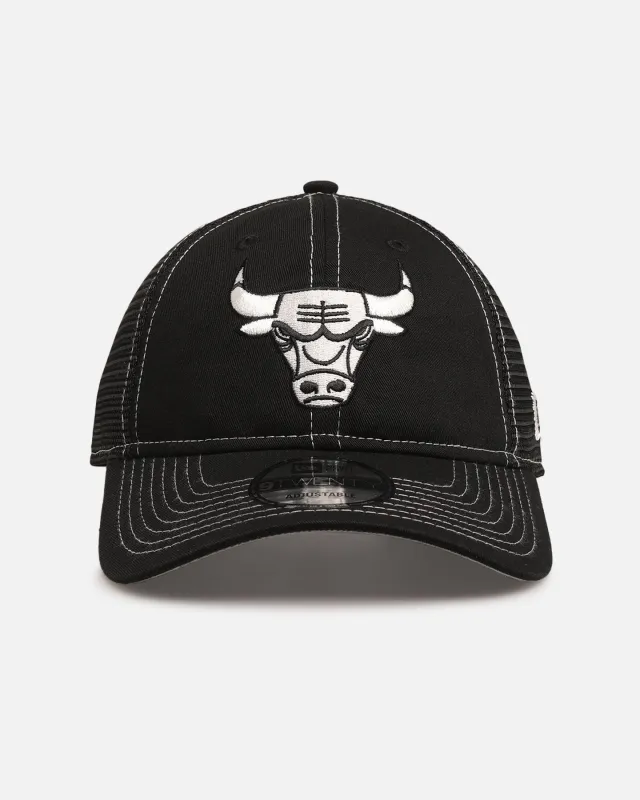 New Era Chicago Bulls 'Contrast Chrome' 9TWENTY Casual Trucker Strapback Black sold by Culture Kings