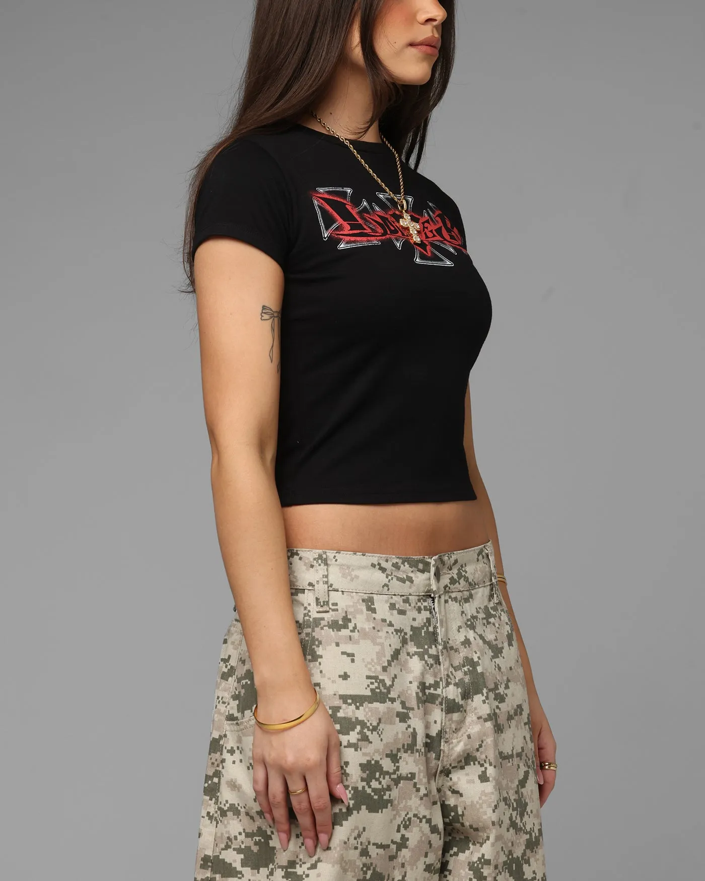 Loiter Women's Holy Fire Crop T-Shirt Black sold by Culture Kings product image thumbnail 4