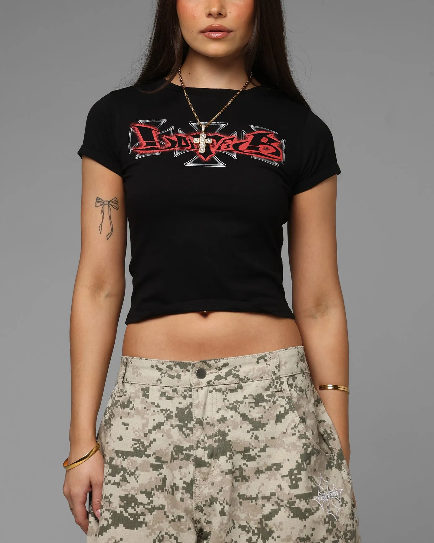 Loiter Women's Holy Fire Crop T-Shirt Black sold by Culture Kings
