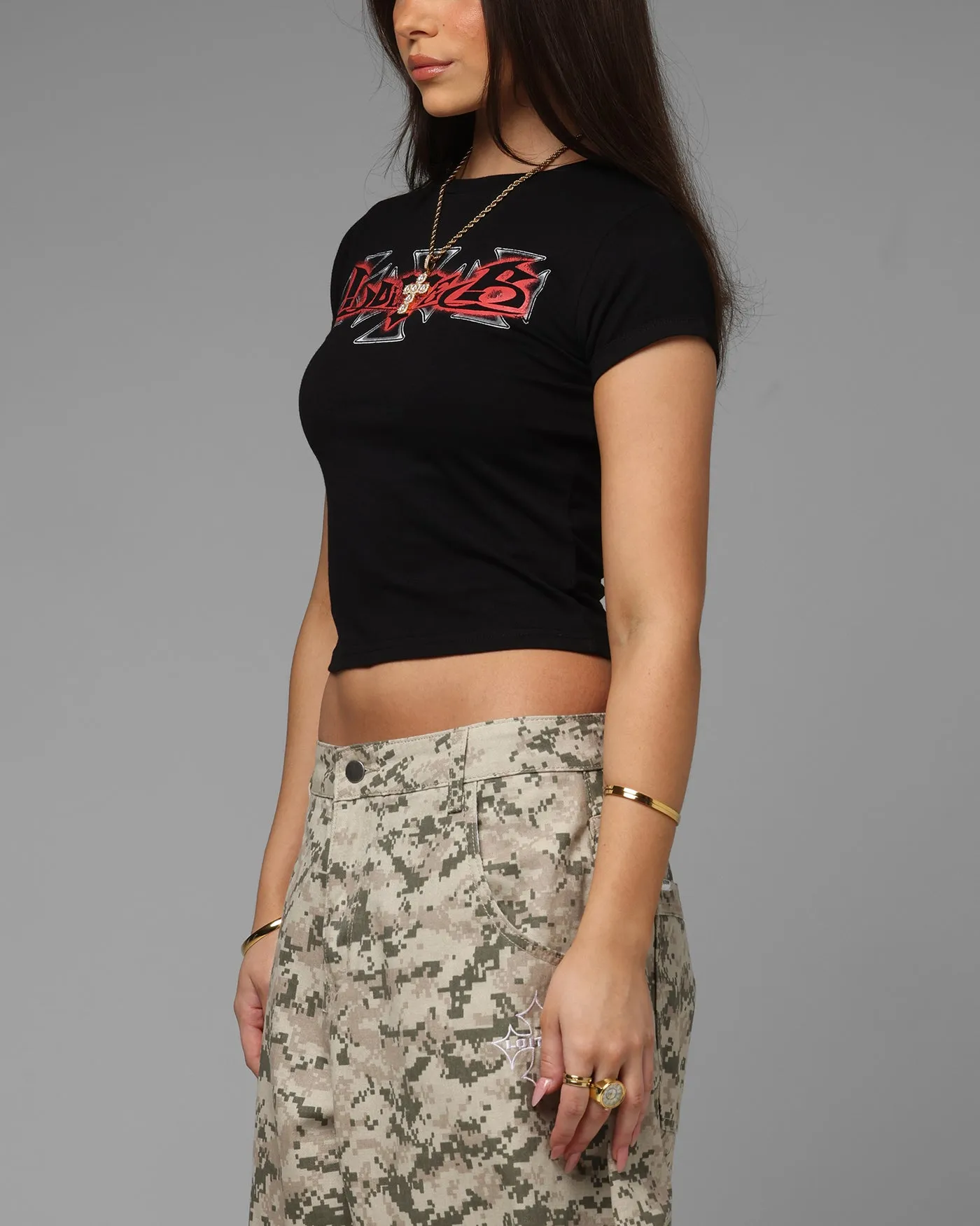Loiter Women's Holy Fire Crop T-Shirt Black sold by Culture Kings product image thumbnail 5