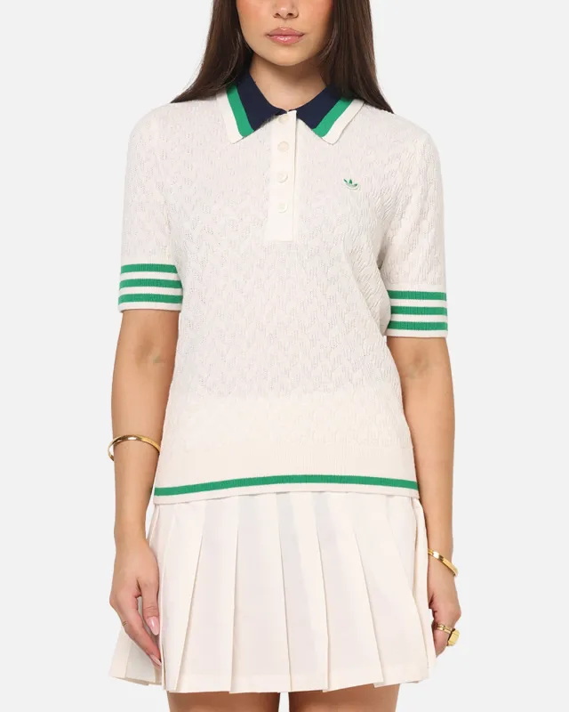 Adidas Women's Originals Knit Polo T-Shirt Chalk White sold by Culture Kings