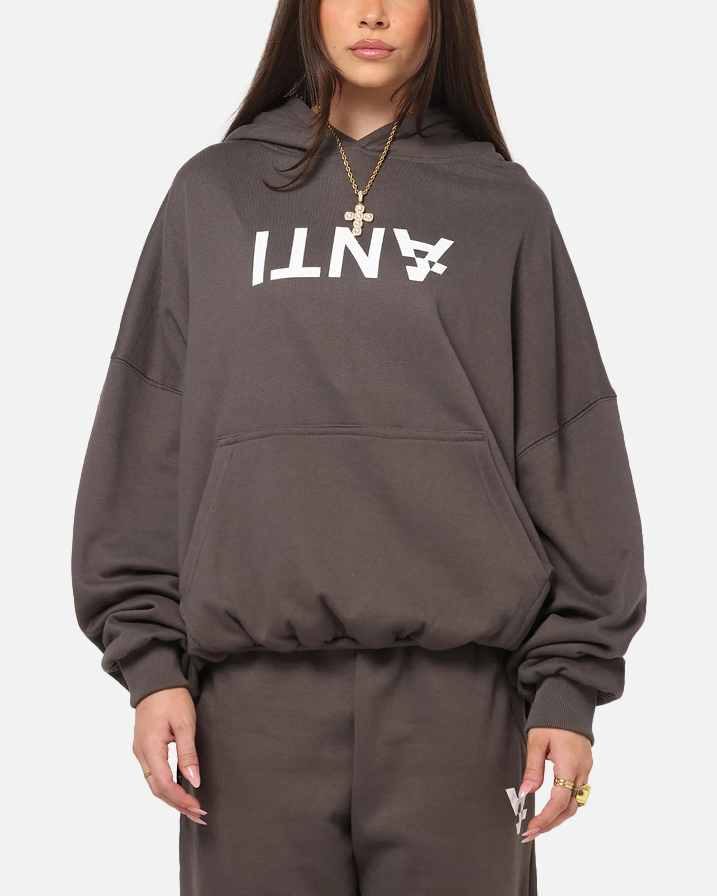 The Anti Order Reverse Logo Hoodie Charcoal Grey sold by Culture Kings