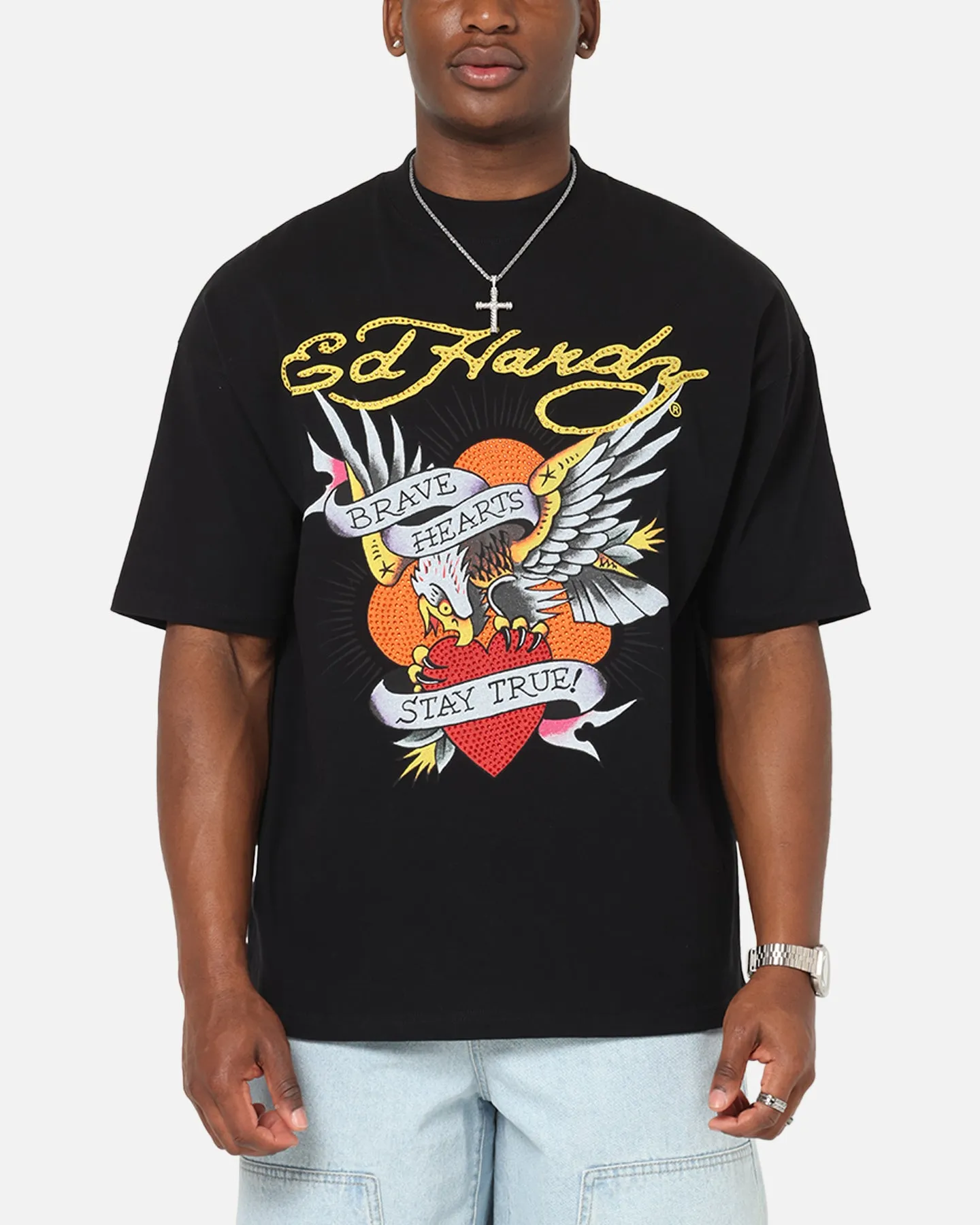 Ed Hardy Stay True Rhinestone T-Shirt Black sold by Culture Kings