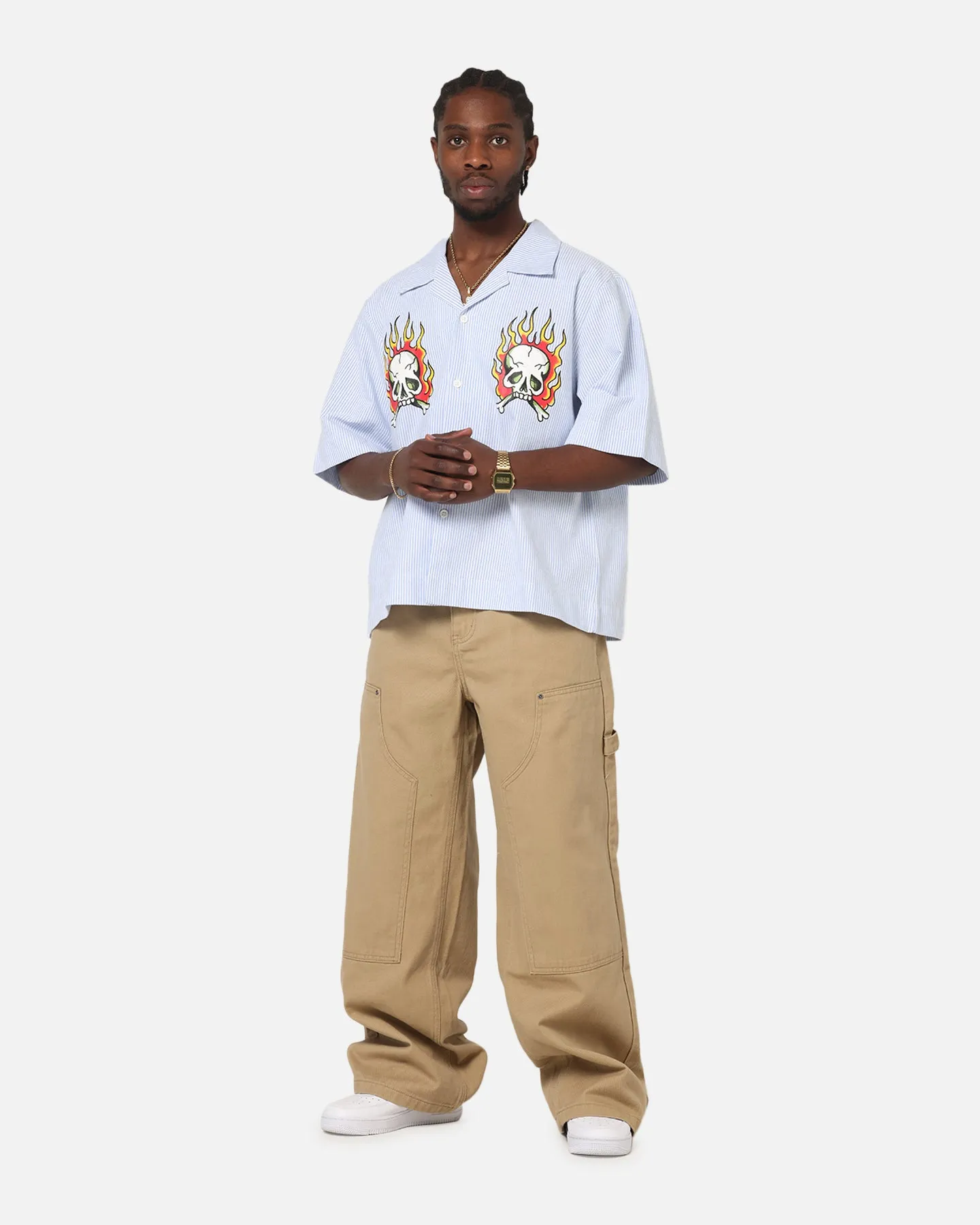 Ed Hardy Flame Stripe Button Up Shirt Blue Pin Stripe sold by Culture Kings product image thumbnail 4