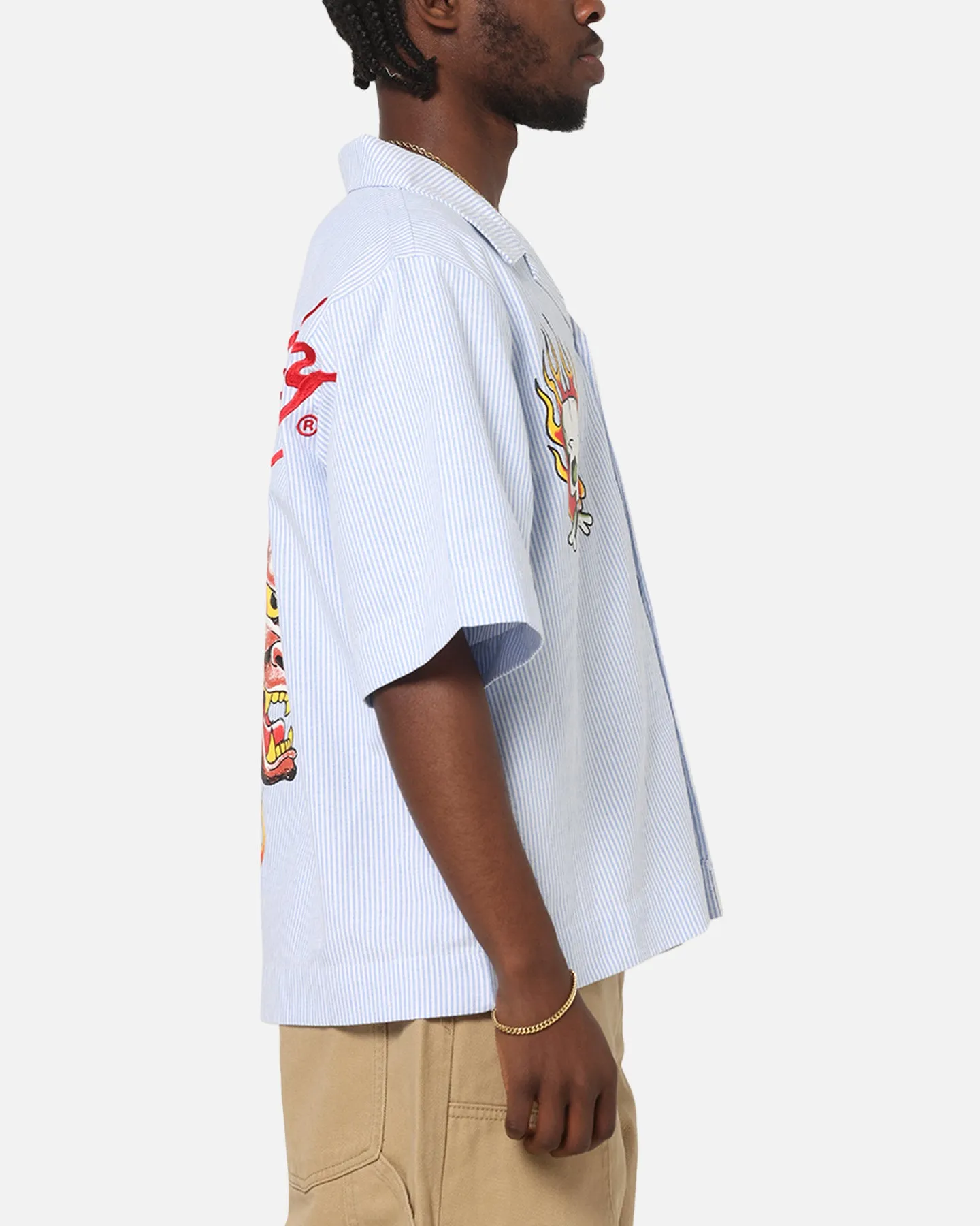 Ed Hardy Flame Stripe Button Up Shirt Blue Pin Stripe sold by Culture Kings product image thumbnail 5