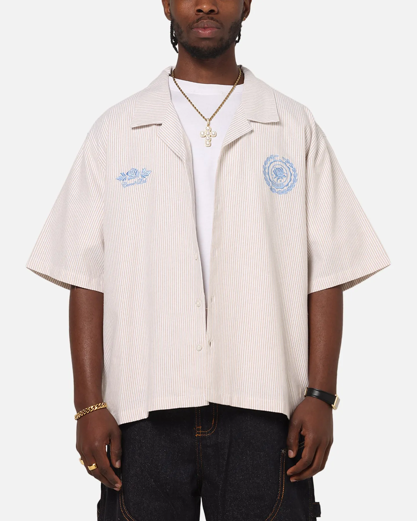 Carre Rose Pinstripe Button Up Shirt Sand sold by Culture Kings