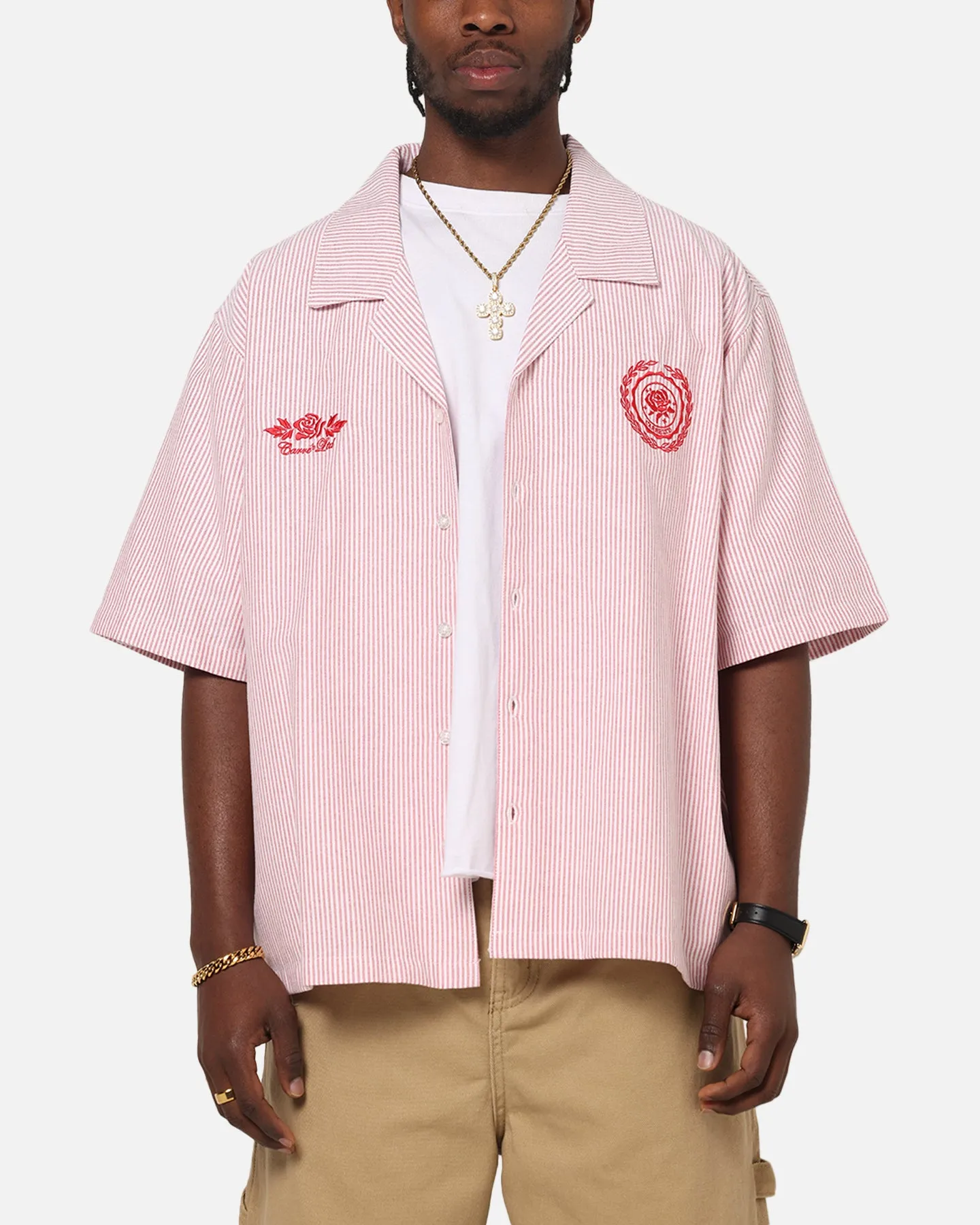 Carre Rose Pinstripe Button Up Shirt Red Stripe sold by Culture Kings