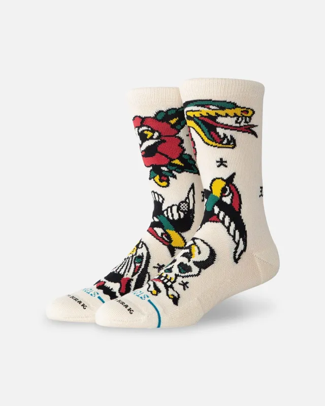 Stance X Bret Krak Flash Crew Socks Cream sold by Culture Kings