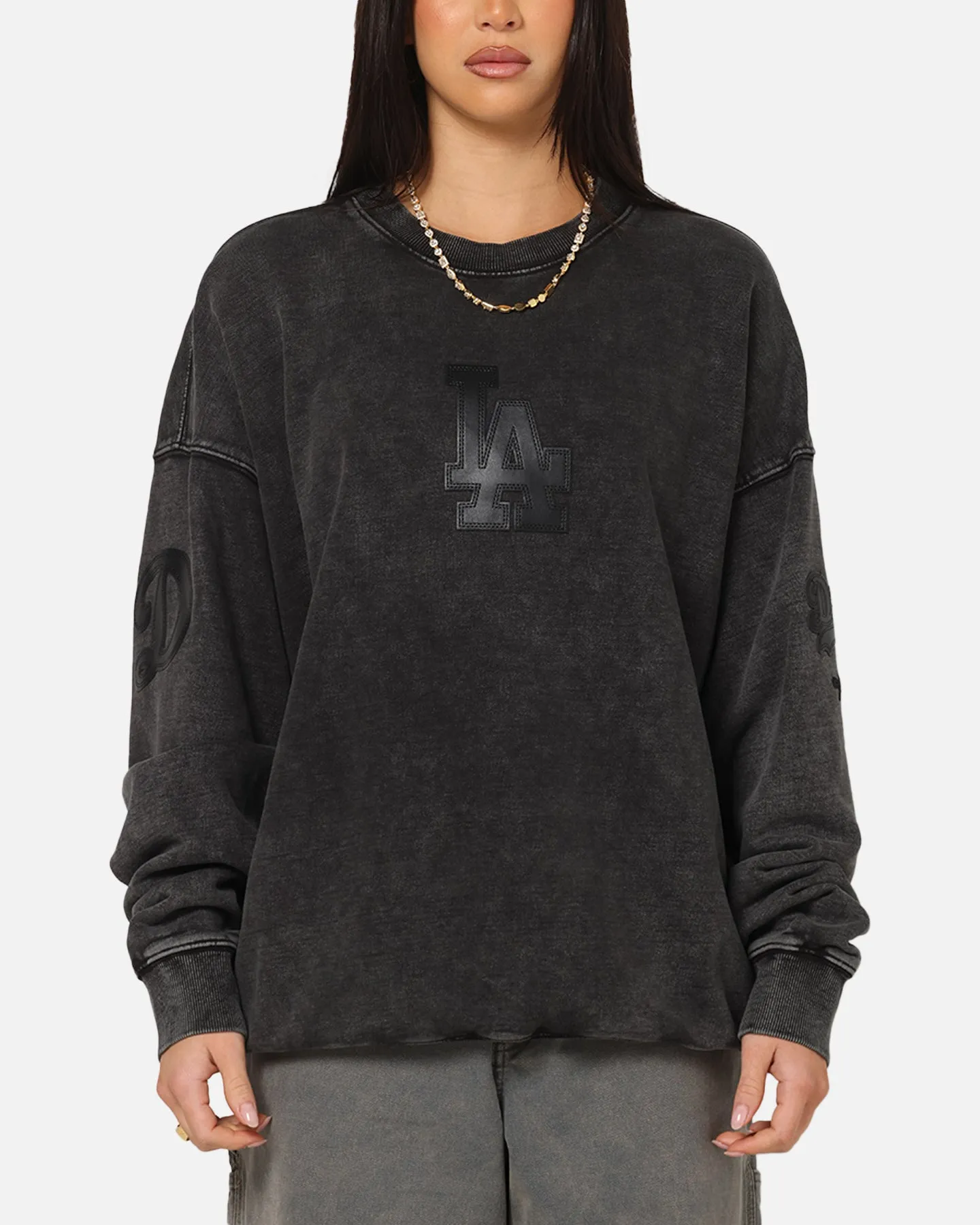 Pro Standard Los Angeles Dodgers 'Wash Vanguard' Fleece Crewneck Washed Black sold by Culture Kings