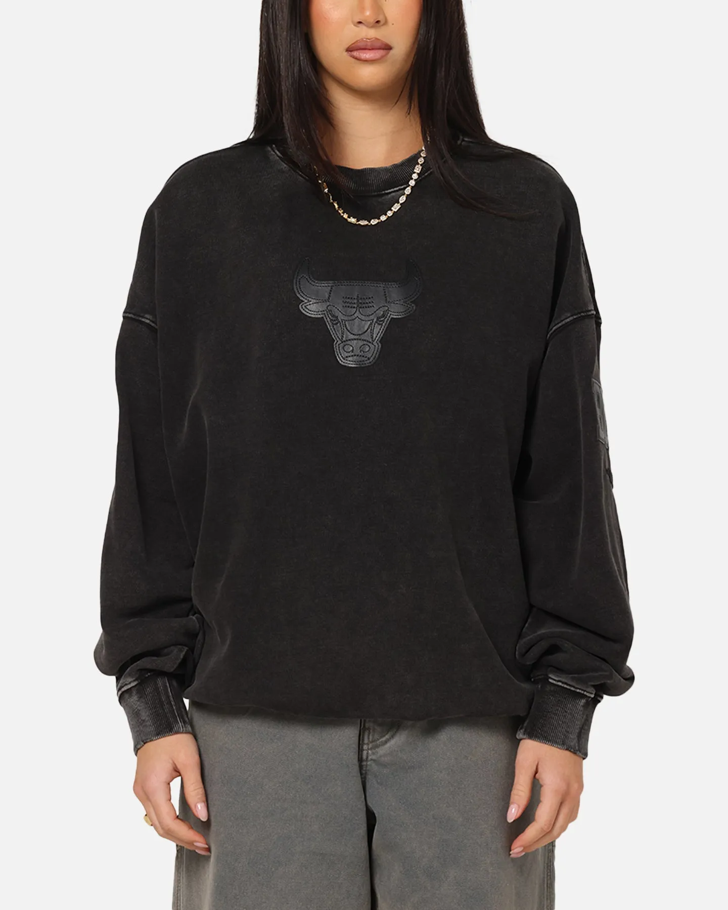 Pro Standard Chicago Bulls 'Wash Vanguard' Fleece Crewneck Washed Black sold by Culture Kings