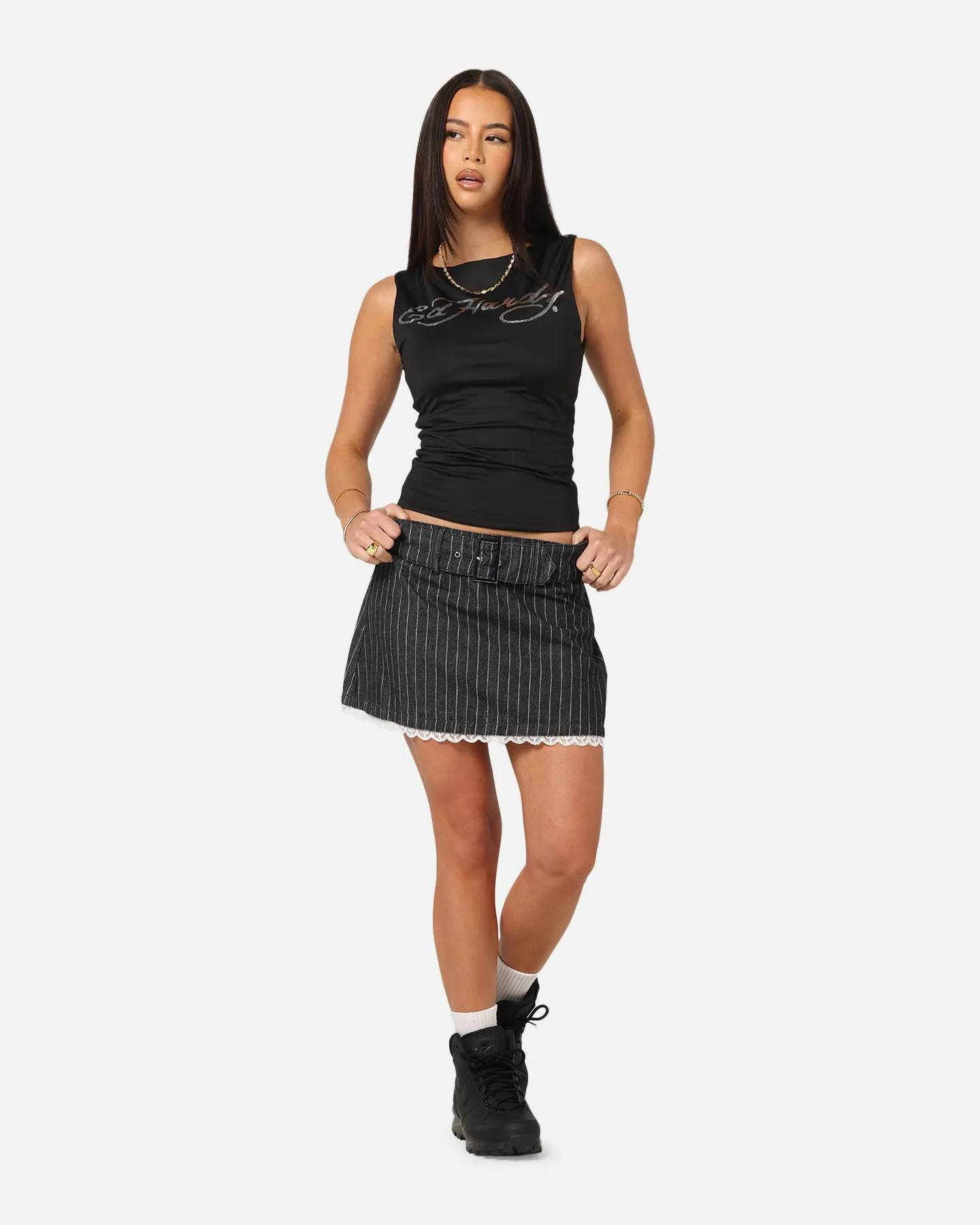 Ed Hardy Women's Pinstripe Mini Skirt Pinstripe sold by Culture Kings product image thumbnail 2
