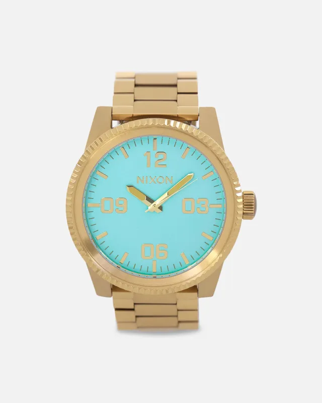 Nixon Corporal Stainless Steel Watch Gold/Turquoise sold by Culture Kings