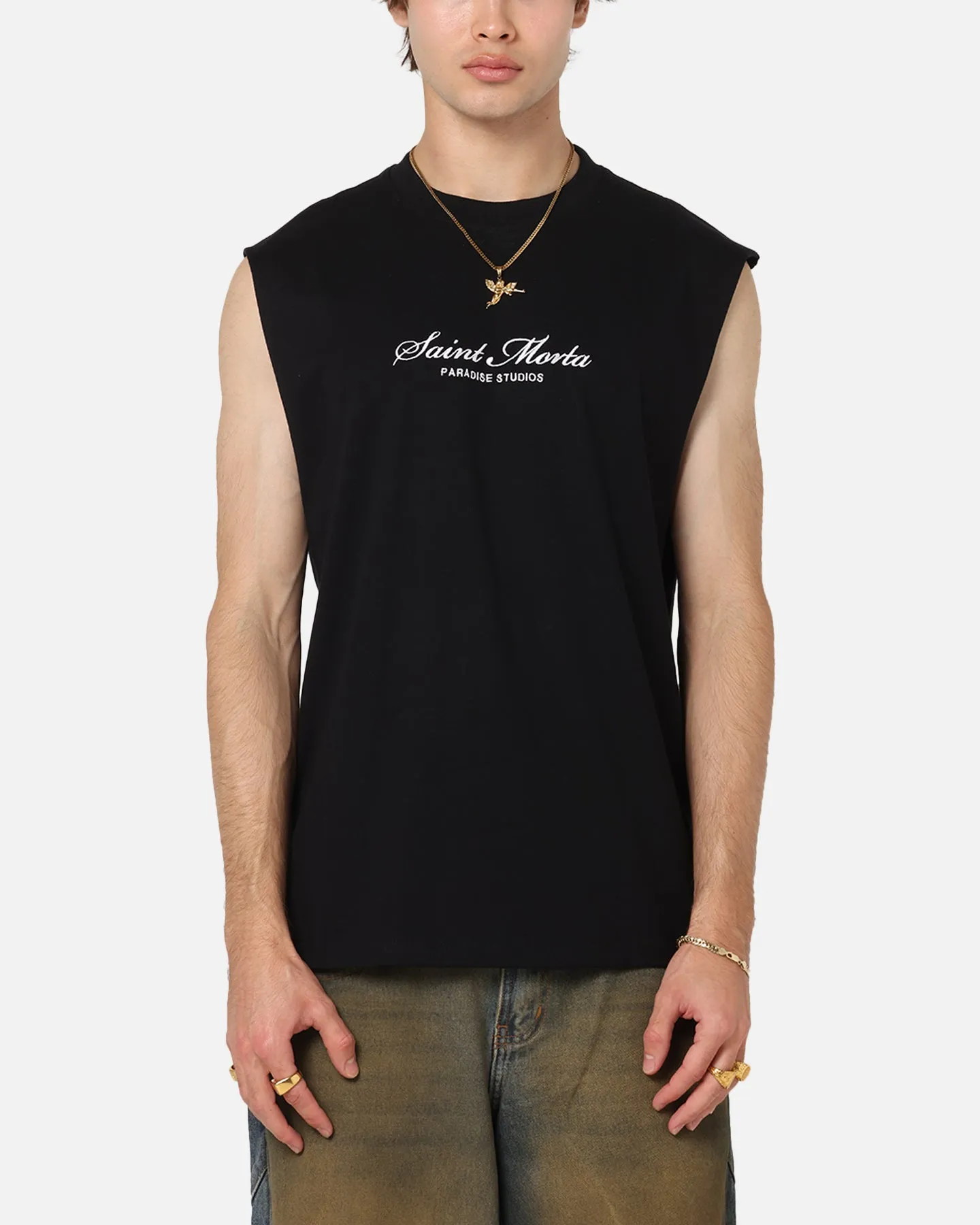 Saint Morta Studios Logo Oversized Muscle T-Shirt Black sold by Culture Kings