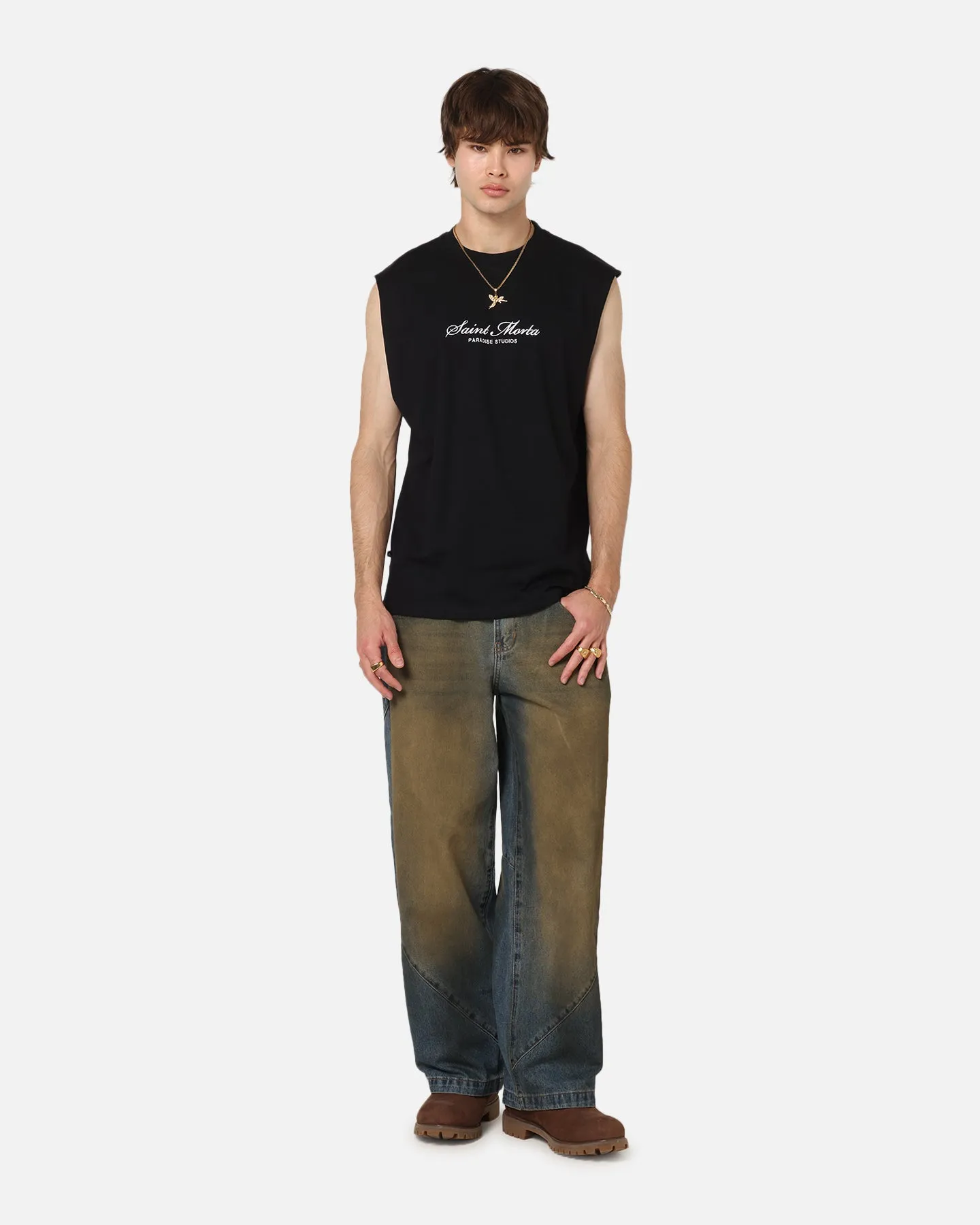 Saint Morta Studios Logo Oversized Muscle T-Shirt Black sold by Culture Kings product image thumbnail 2