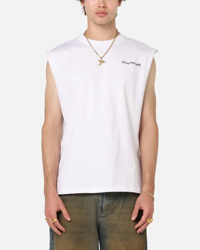 Saint Morta Scription Oversized Muscle T-Shirt White sold by Culture Kings
