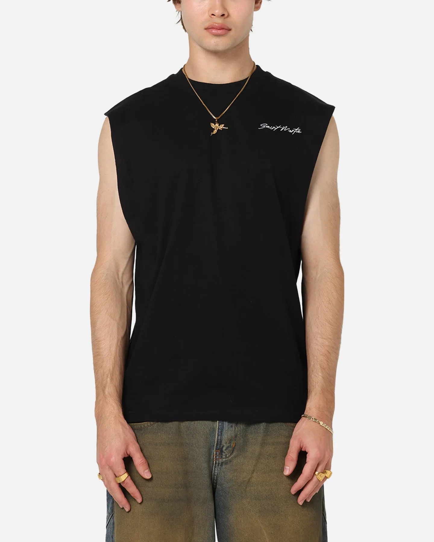 Saint Morta Scription Oversized Muscle T-Shirt Black sold by Culture Kings