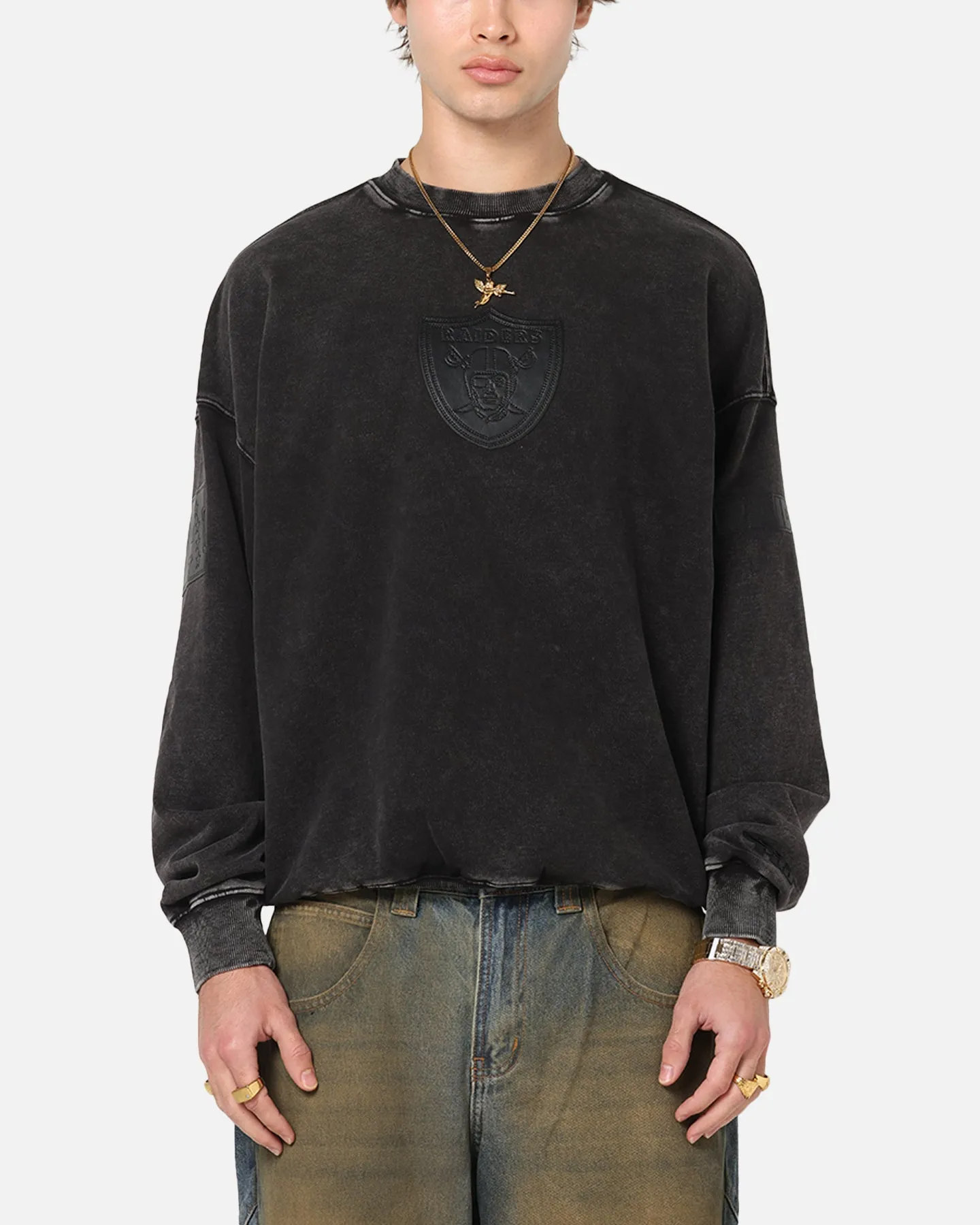 Pro Standard Las Vegas Raiders 'Wash Vanguard' Fleece Crewneck Washed Black sold by Culture Kings