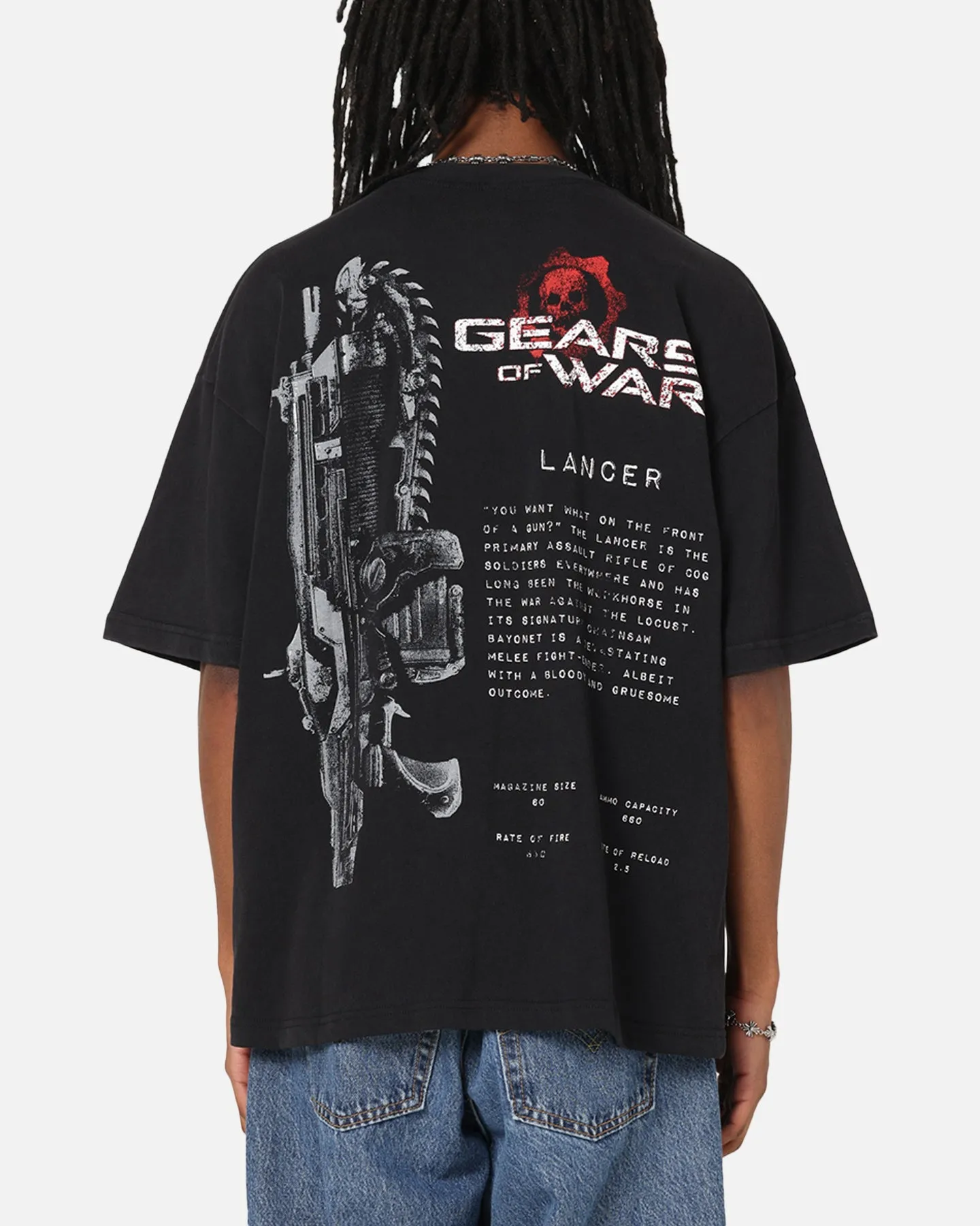 73Studio X Gears Of War Lancer Vintage T-Shirt Black Acidwash sold by Culture Kings