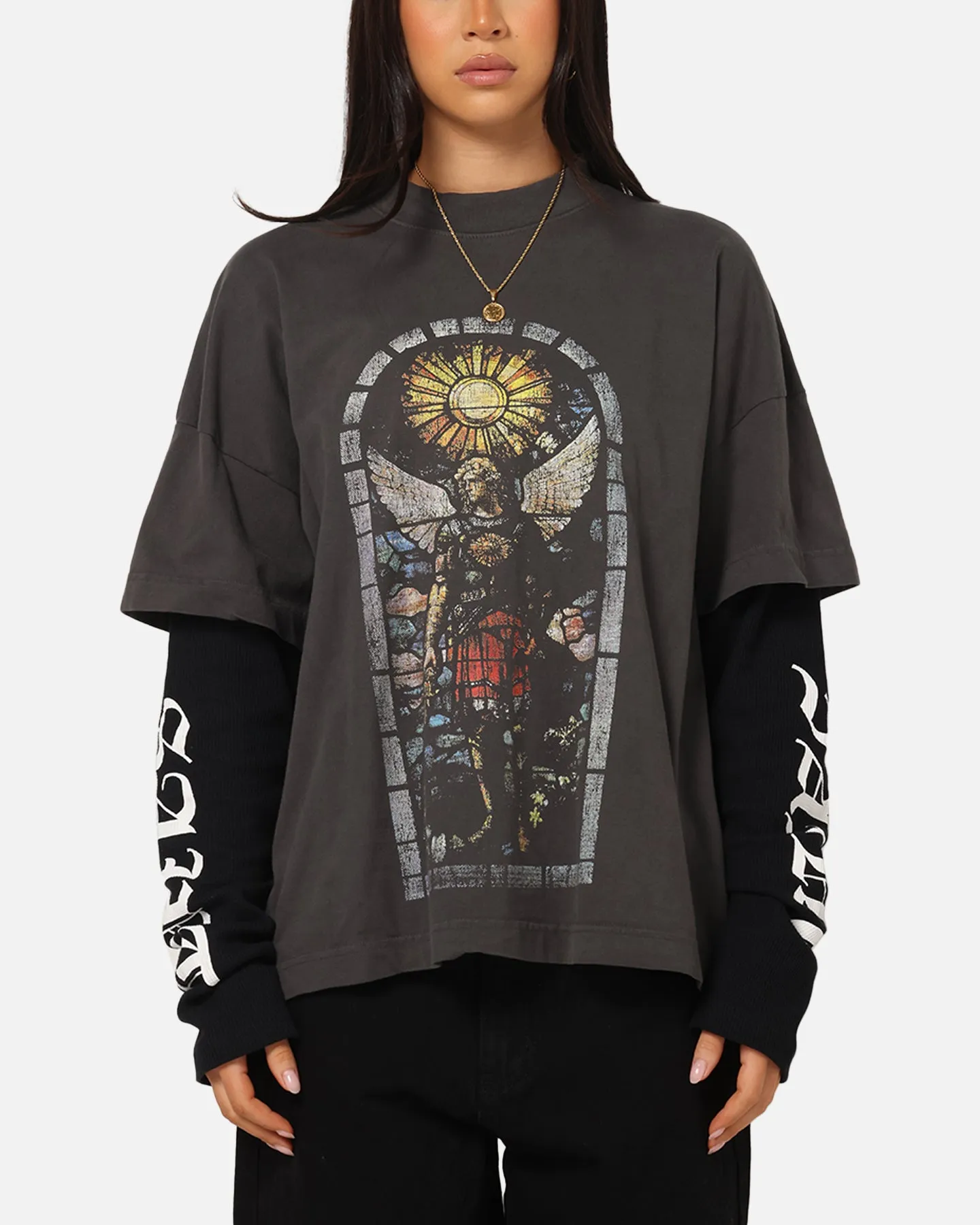 Saint Morta Kingdomcome Long Sleeve T-Shirt Washed Charcoal sold by Culture Kings