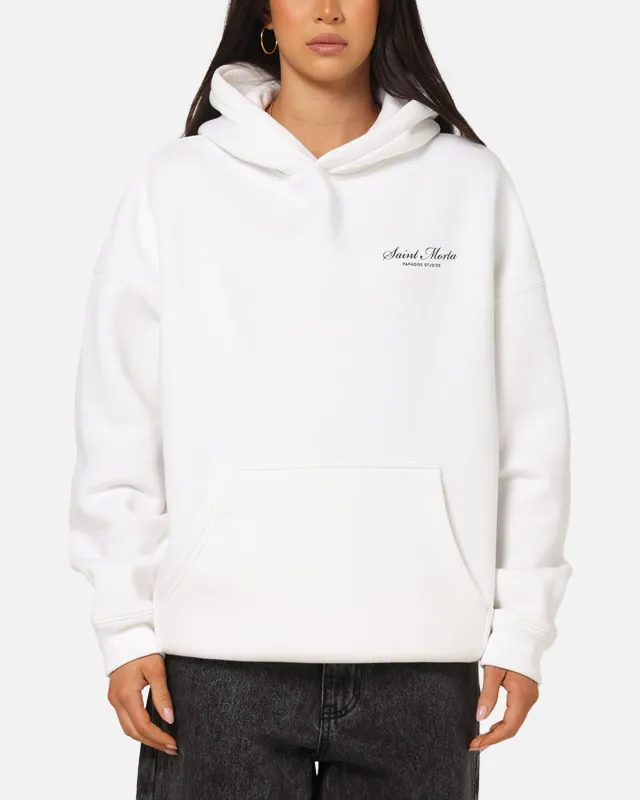 Saint Morta Studios Logo Boxy Hoodie White sold by Culture Kings