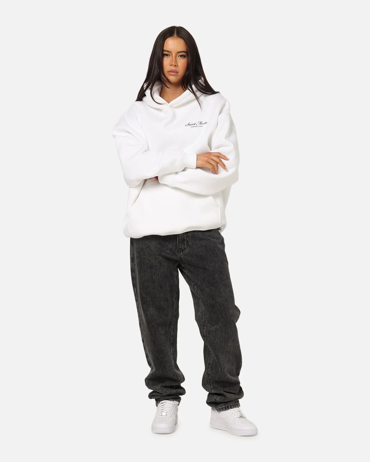 Saint Morta Studios Logo Boxy Hoodie White sold by Culture Kings product image thumbnail 2