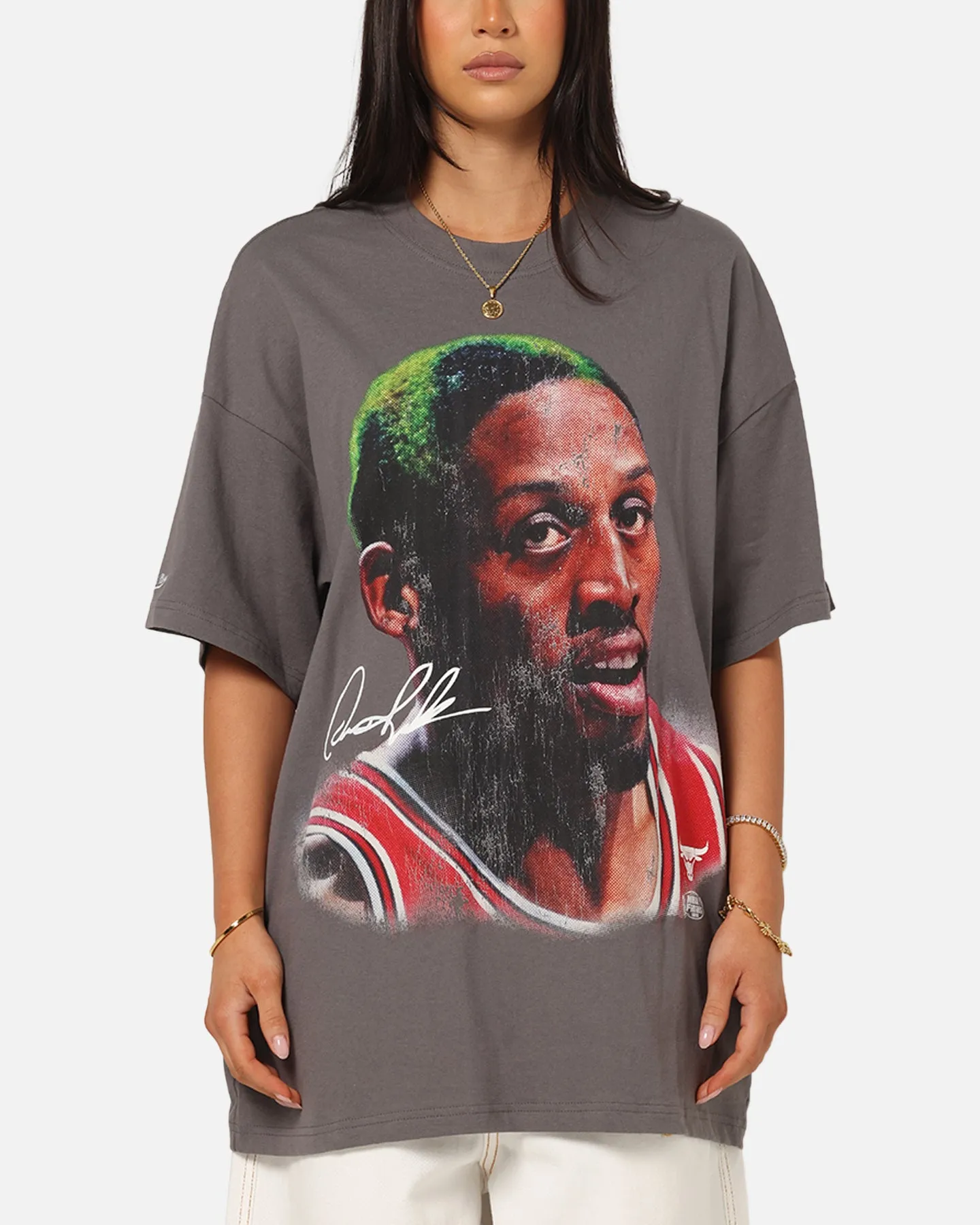Mitchell & Ness Chicago Bulls Dennis Rodman Big Head T-Shirt Charcoal Grey sold by Culture Kings