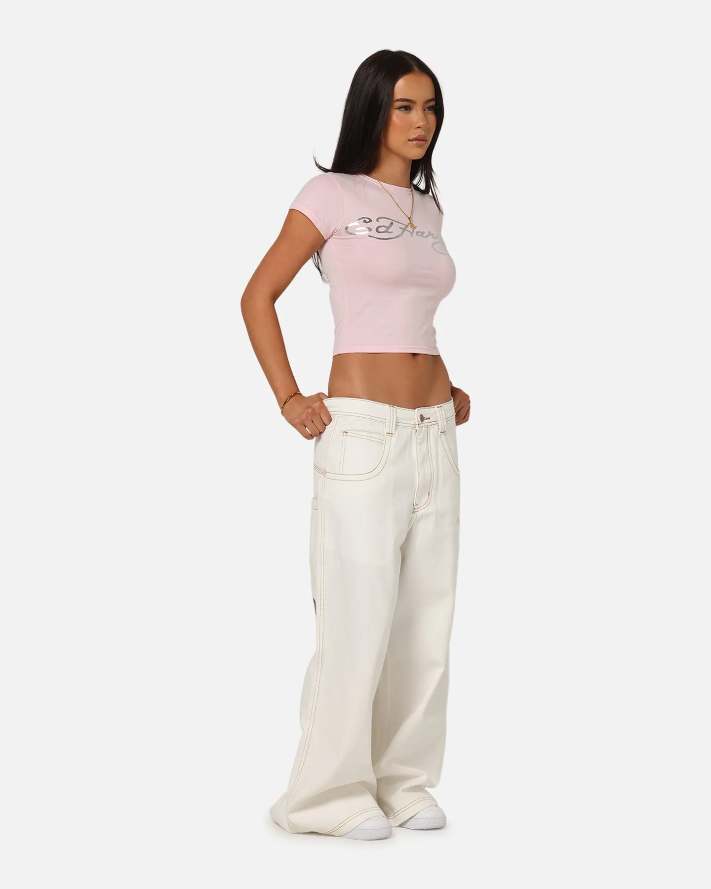 Ed Hardy Ultra Wide Leg Denim Jeans Off White/Yellow sold by Culture Kings product image thumbnail 2