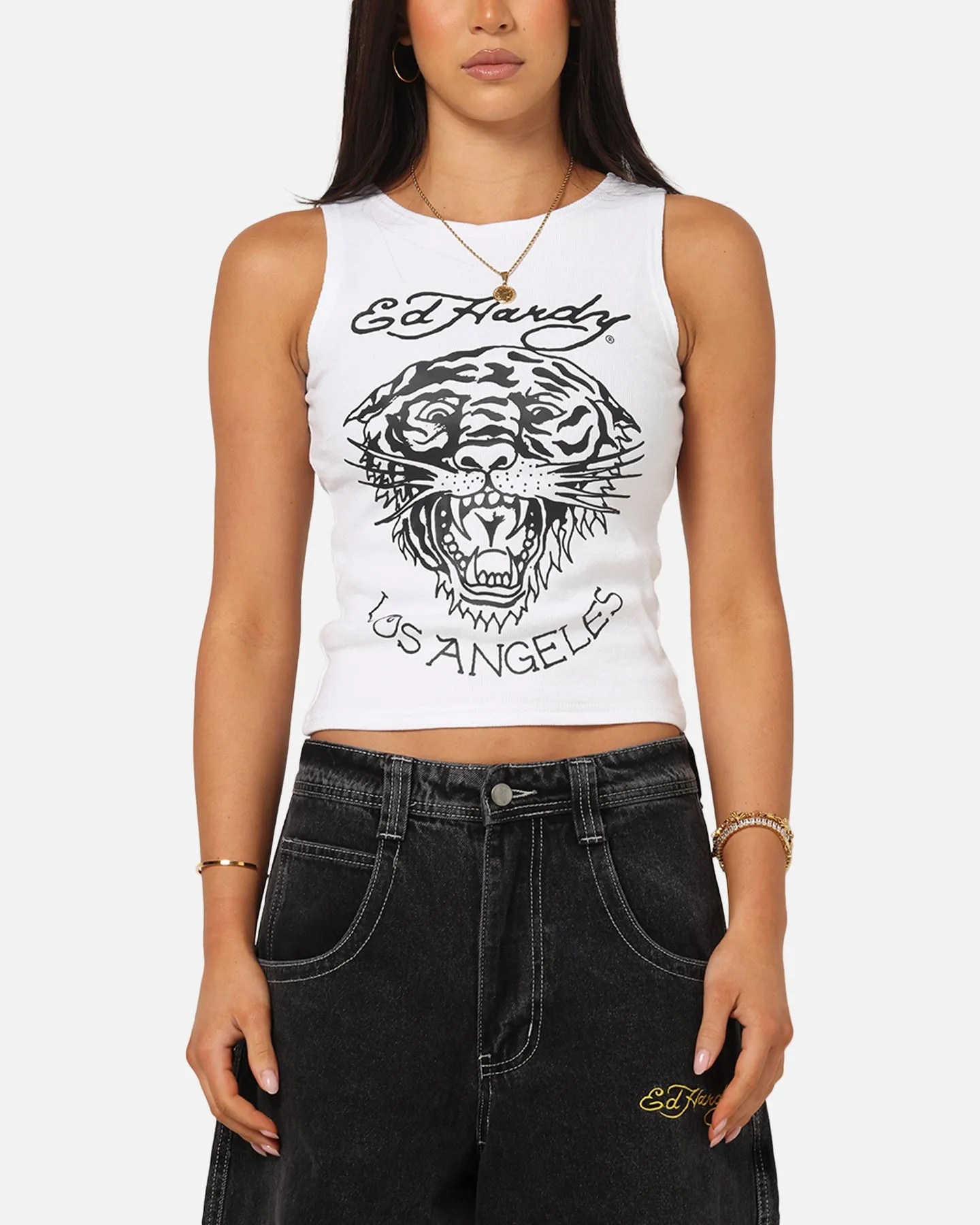 Ed Hardy Women's Tiger Ribbed Tank White sold by Culture Kings