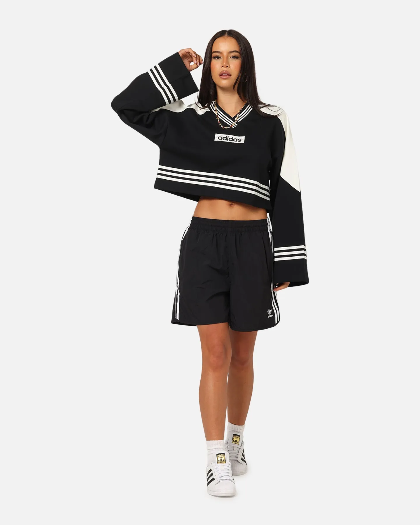 Adidas Women's Crew Sweatshirt Black/Off White sold by Culture Kings product image thumbnail 2