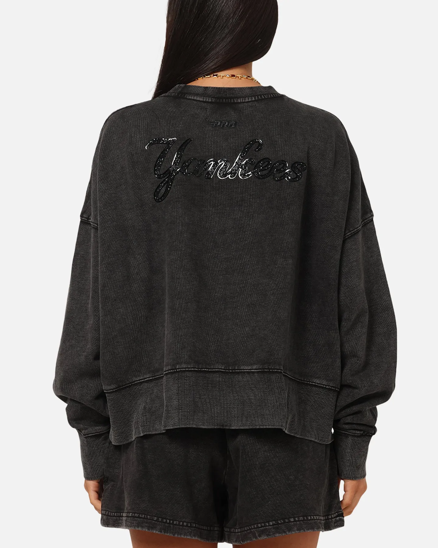 Pro Standard Women's New York Yankees Washed Crystaline Crewneck Washed Black sold by Culture Kings product image thumbnail 2