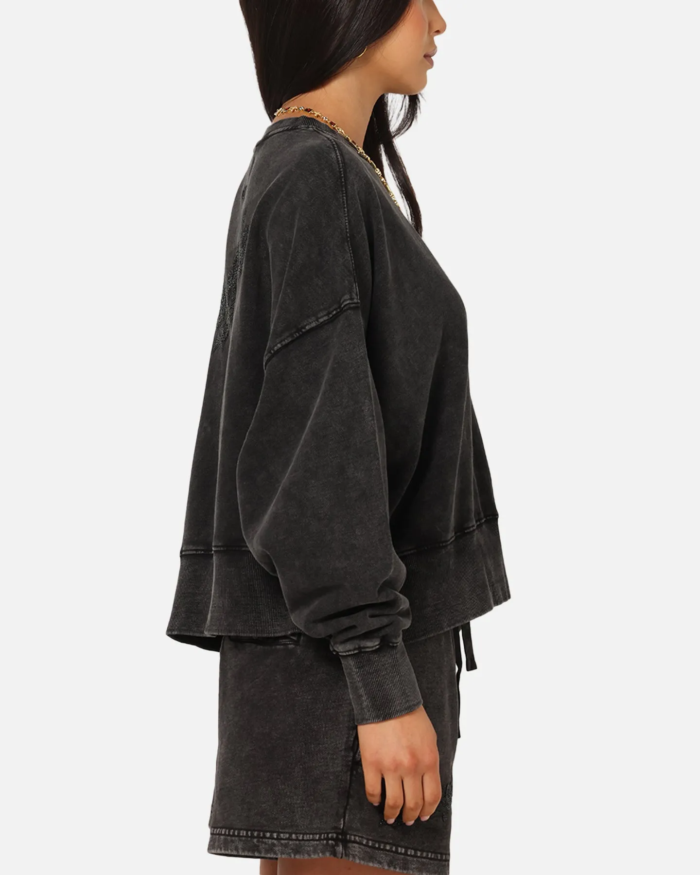 Pro Standard Women's Los Angeles Dodgers Washed Crystaline Crewneck Washed Black sold by Culture Kings product image thumbnail 5