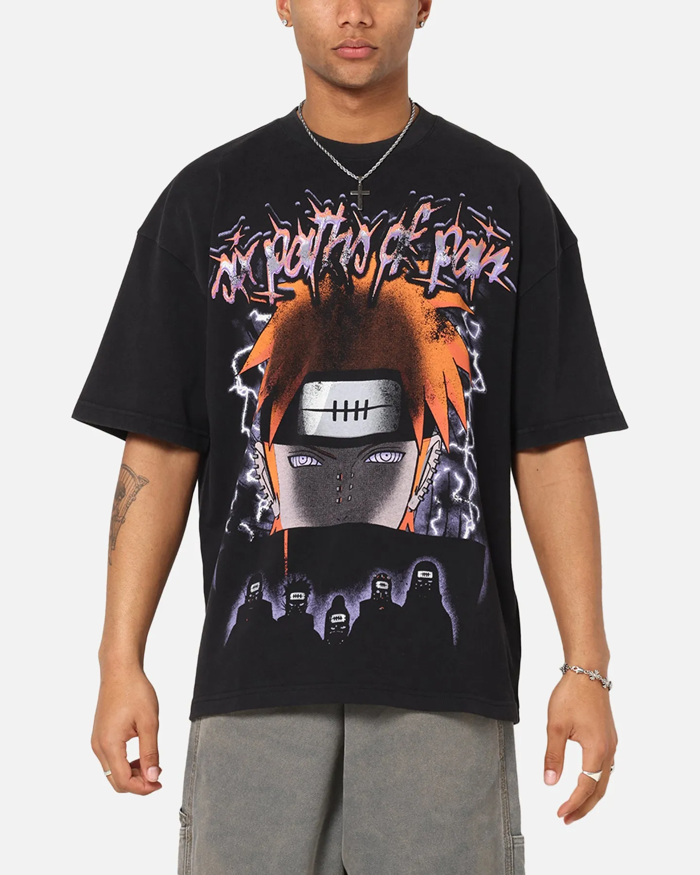 73Studio X Naruto Shippuden Paths Of Pain Vintage T-Shirt Black Acidwash sold by Culture Kings