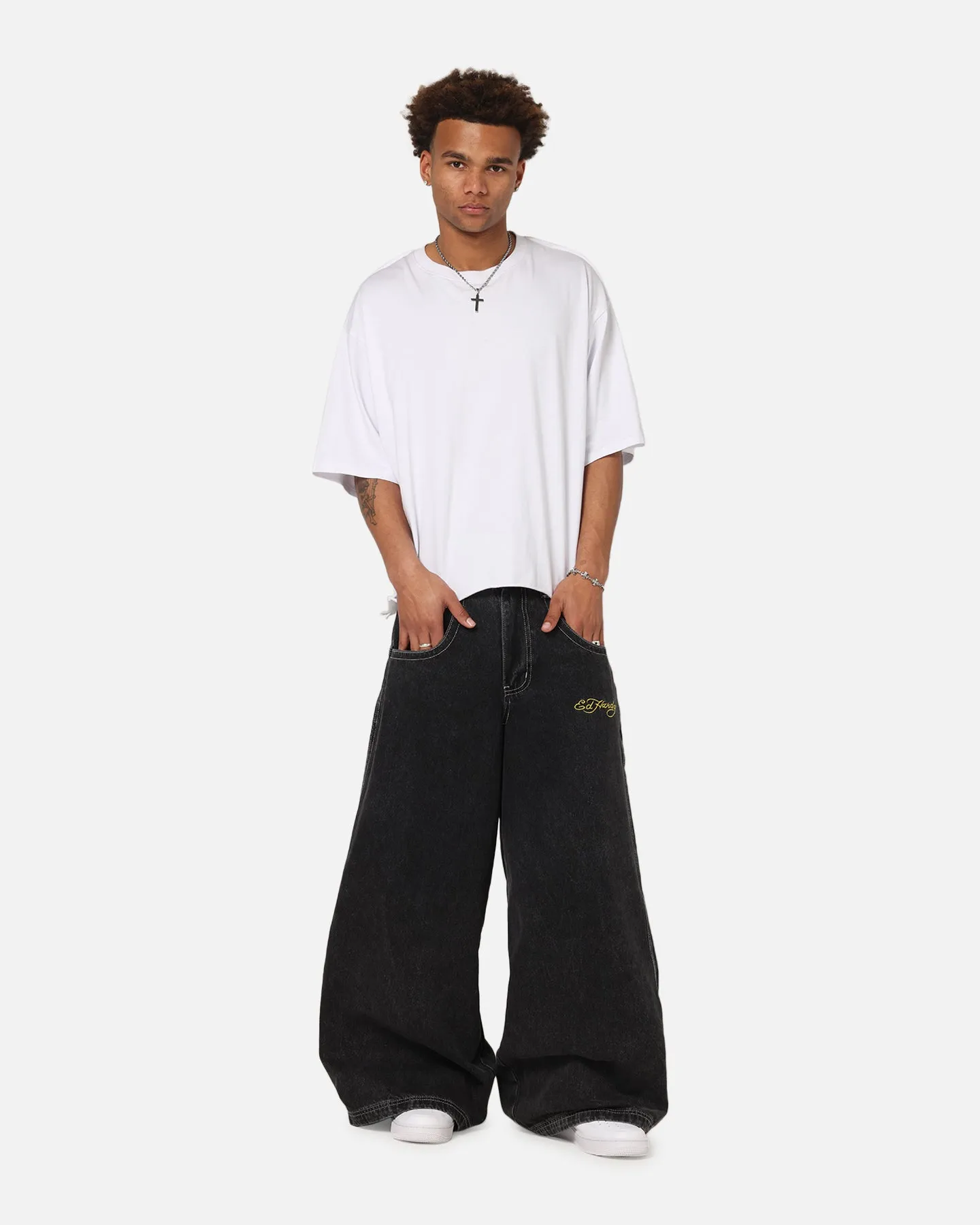 Ed Hardy Ultra Wide Leg Denim Jeans Black/Yellow sold by Culture Kings product image thumbnail 2